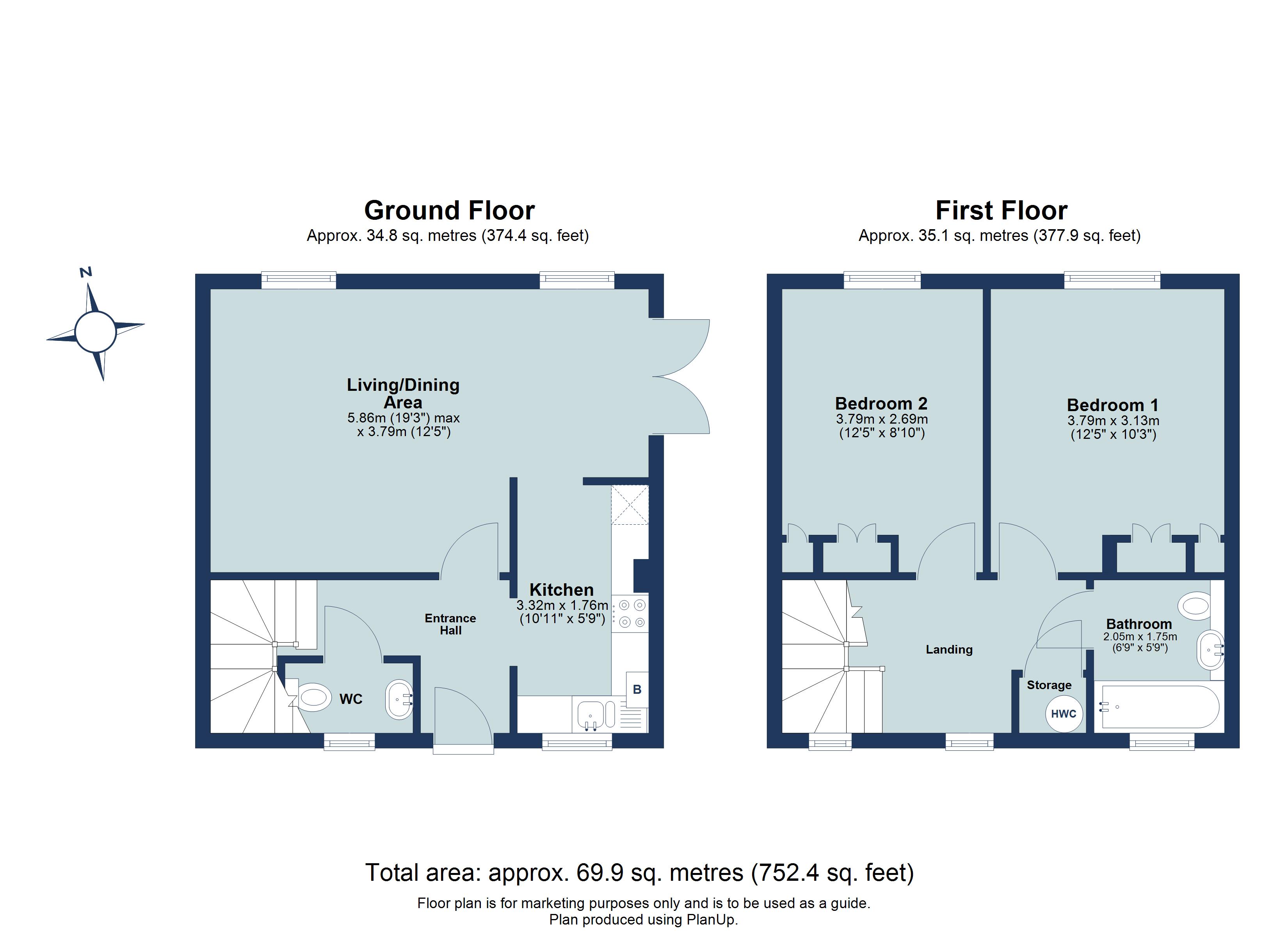 2 bed semi-detached house for sale in Lavender Crescent, St. Albans, Hertfordshire, AL3 - Property floorplan
