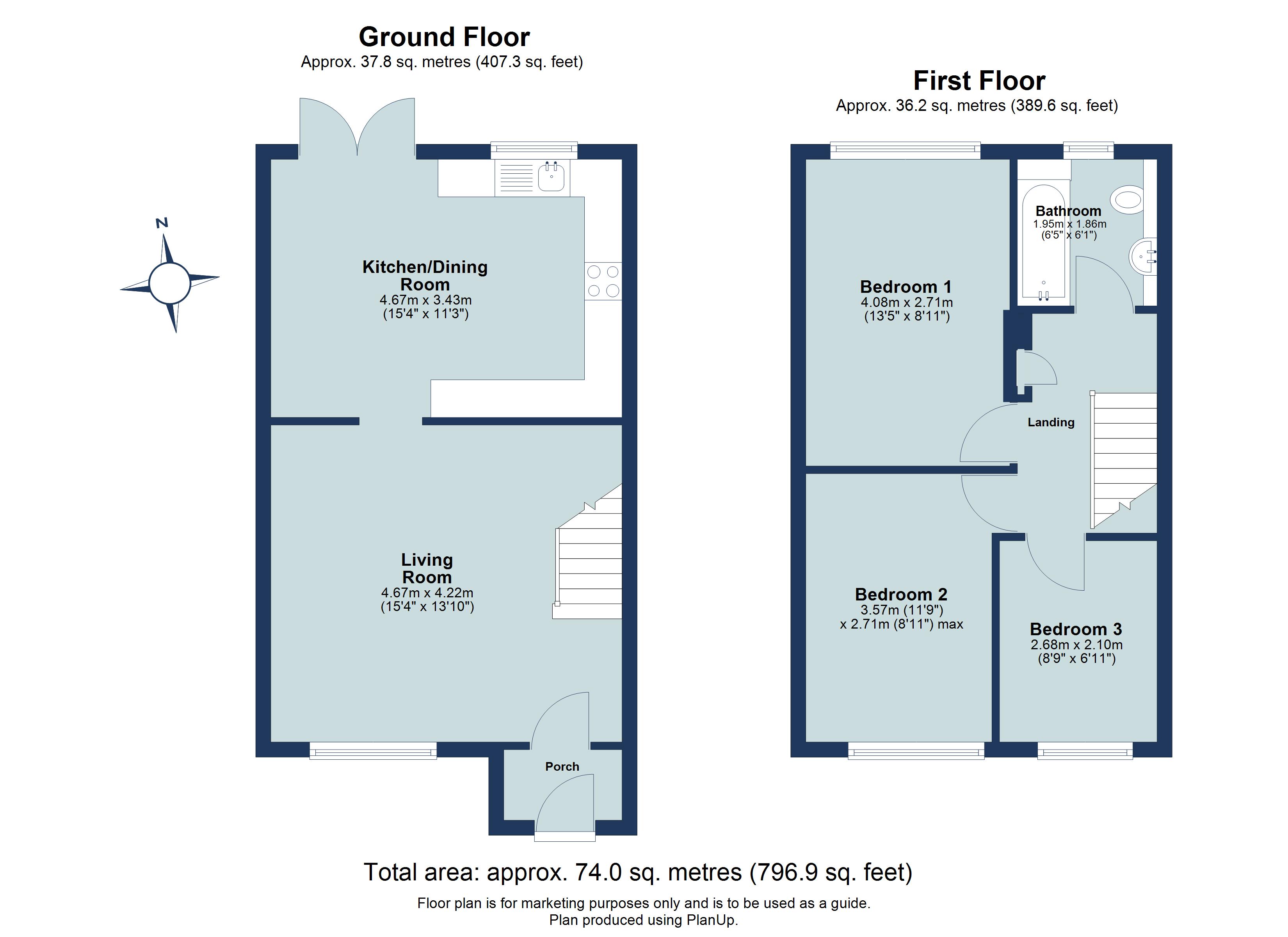 3 bed terraced house for sale in Buckwood Road, Markyate, Hertfordshire, AL3 - Property floorplan