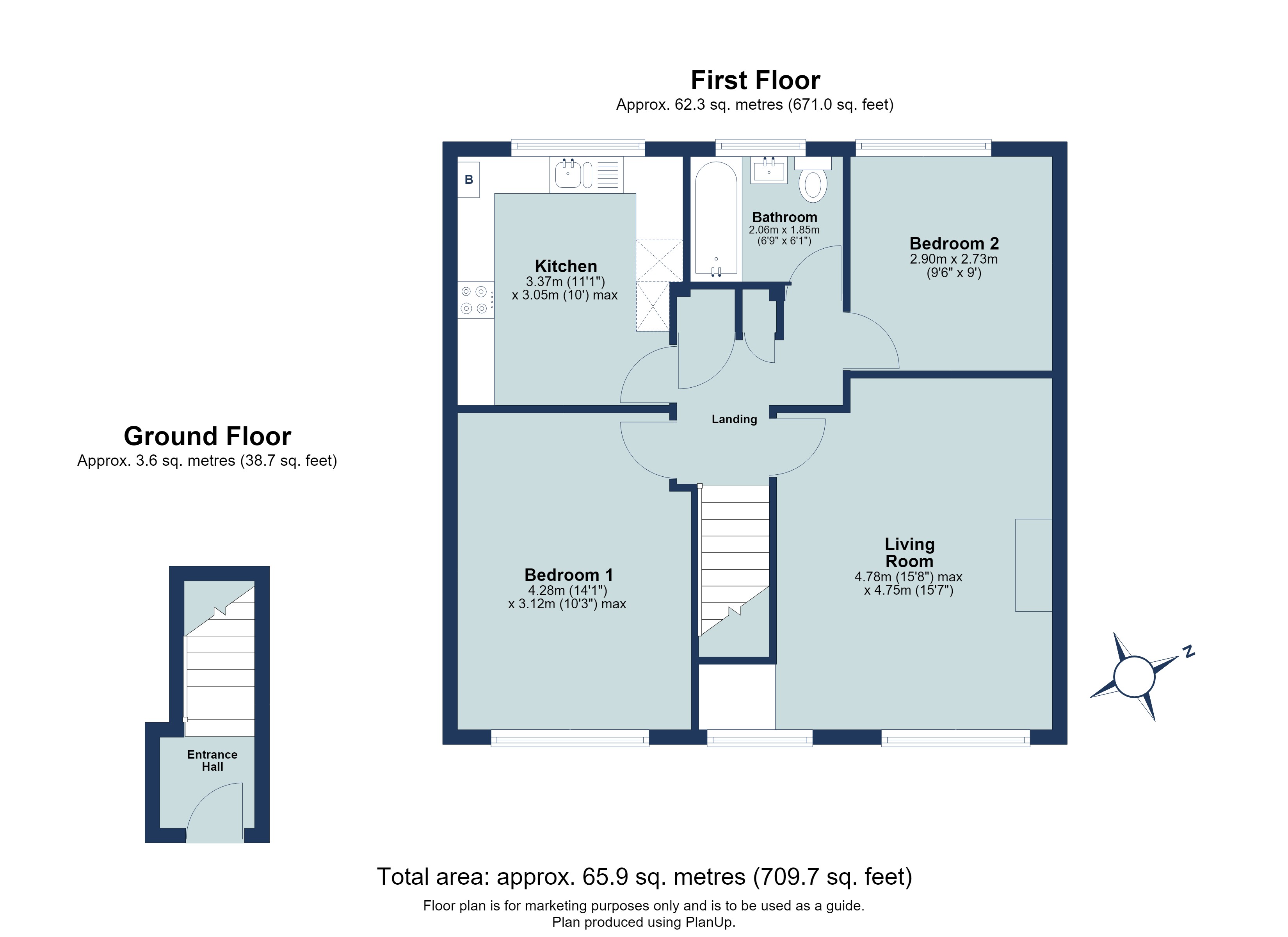 2 bed maisonette for sale in The Lawns, Mount Pleasant, St. Albans, Hertfordshire, AL3 - Property floorplan