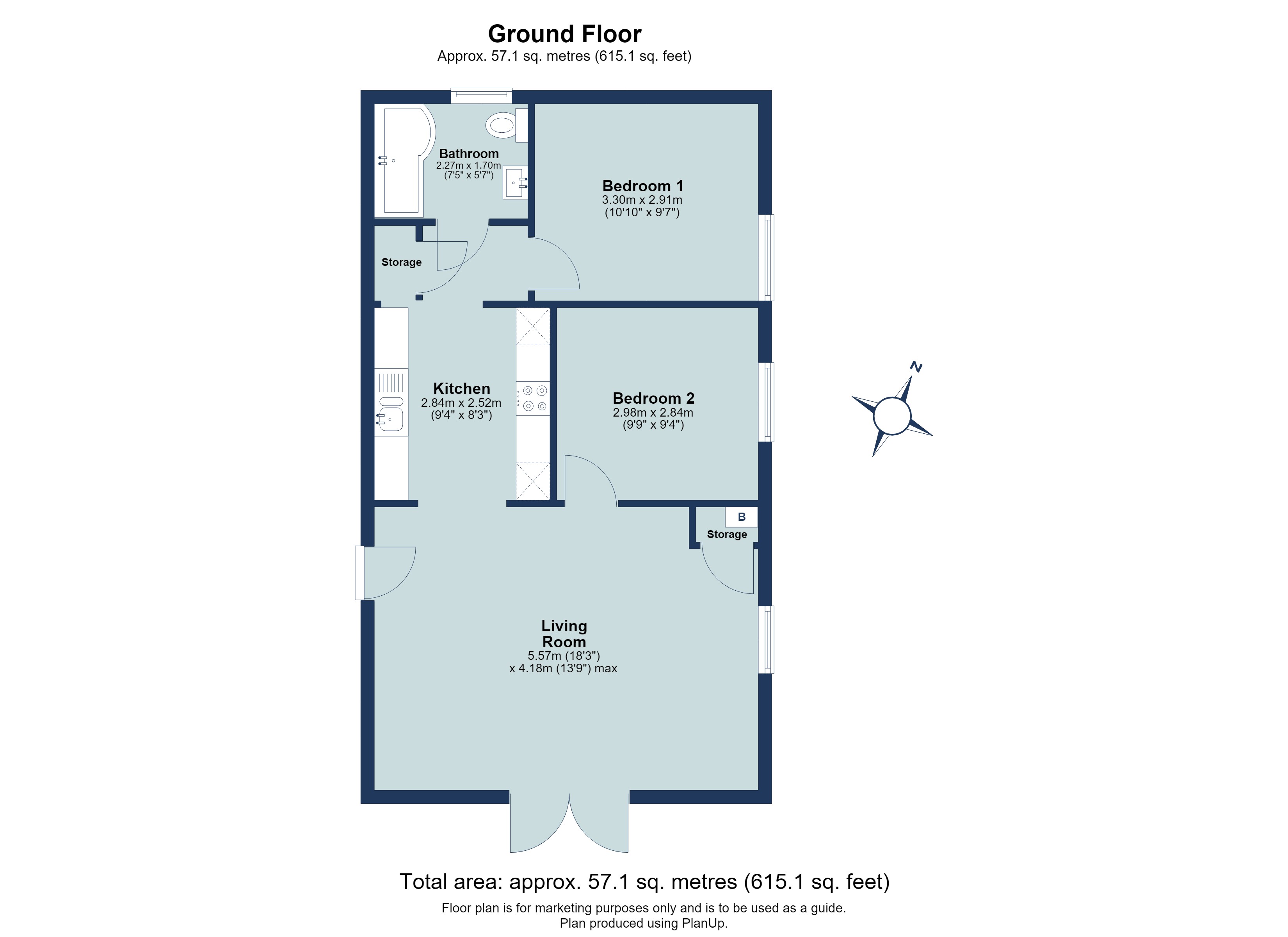 2 bed ground floor flat for sale in St. Peters Road, St. Albans, Hertfordshire, AL1 - Property floorplan