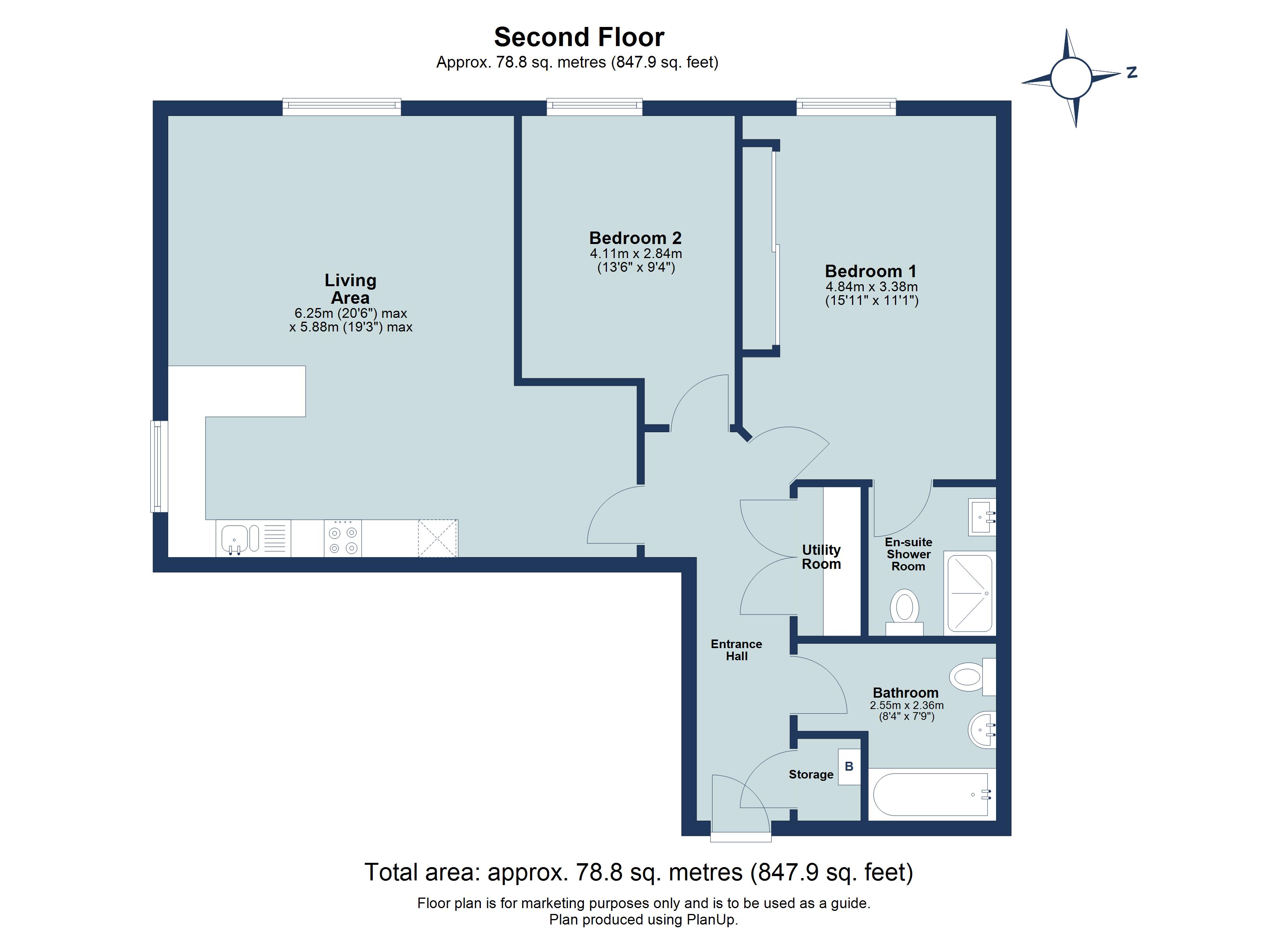 2 bed apartment for sale in Russet Drive, St. Albans, Hertfordshire, AL4 - Property floorplan