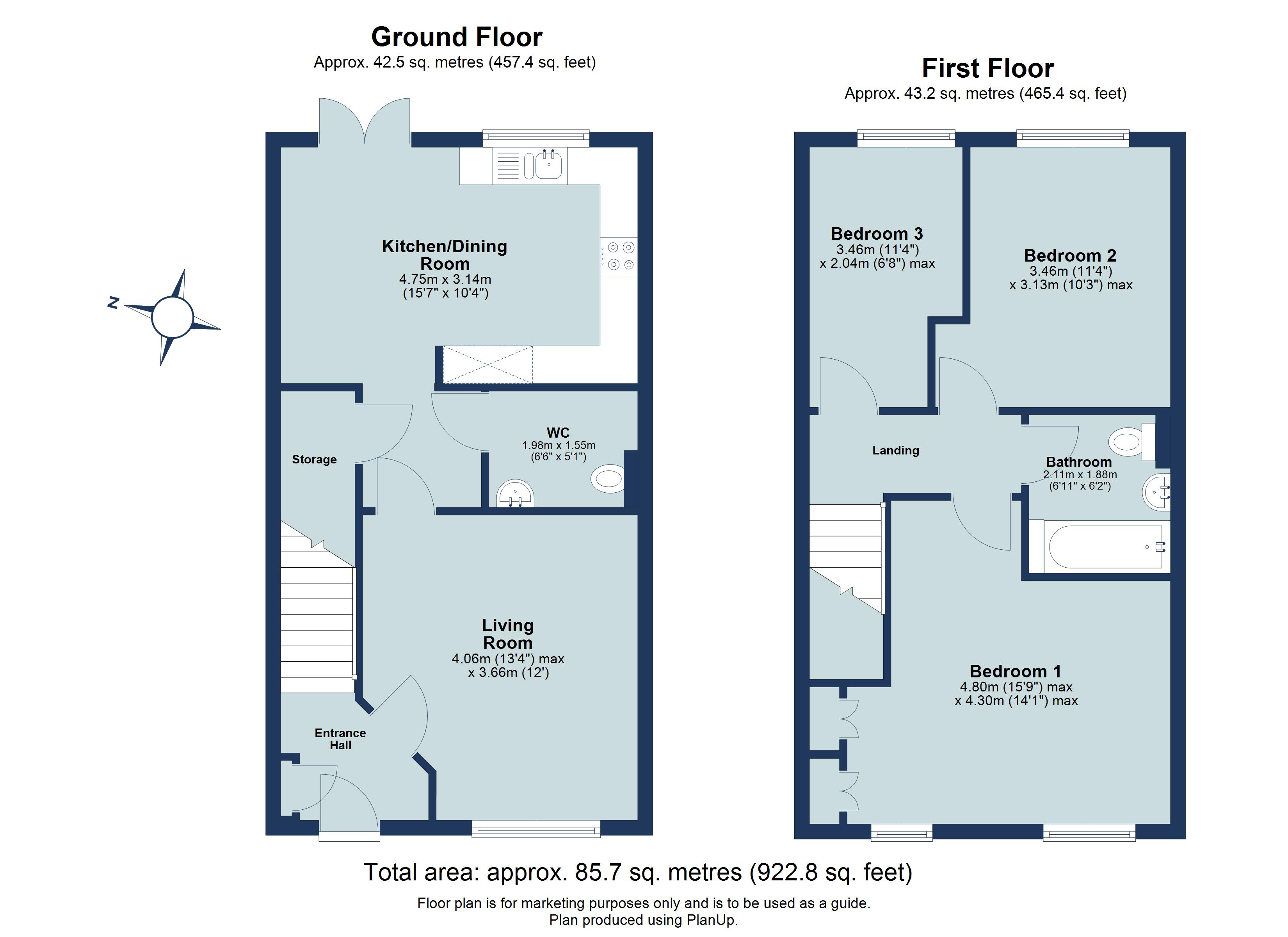 3 bed end of terrace house for sale in Falcon Way, St. Albans, Hertfordshire, AL4 - Property floorplan