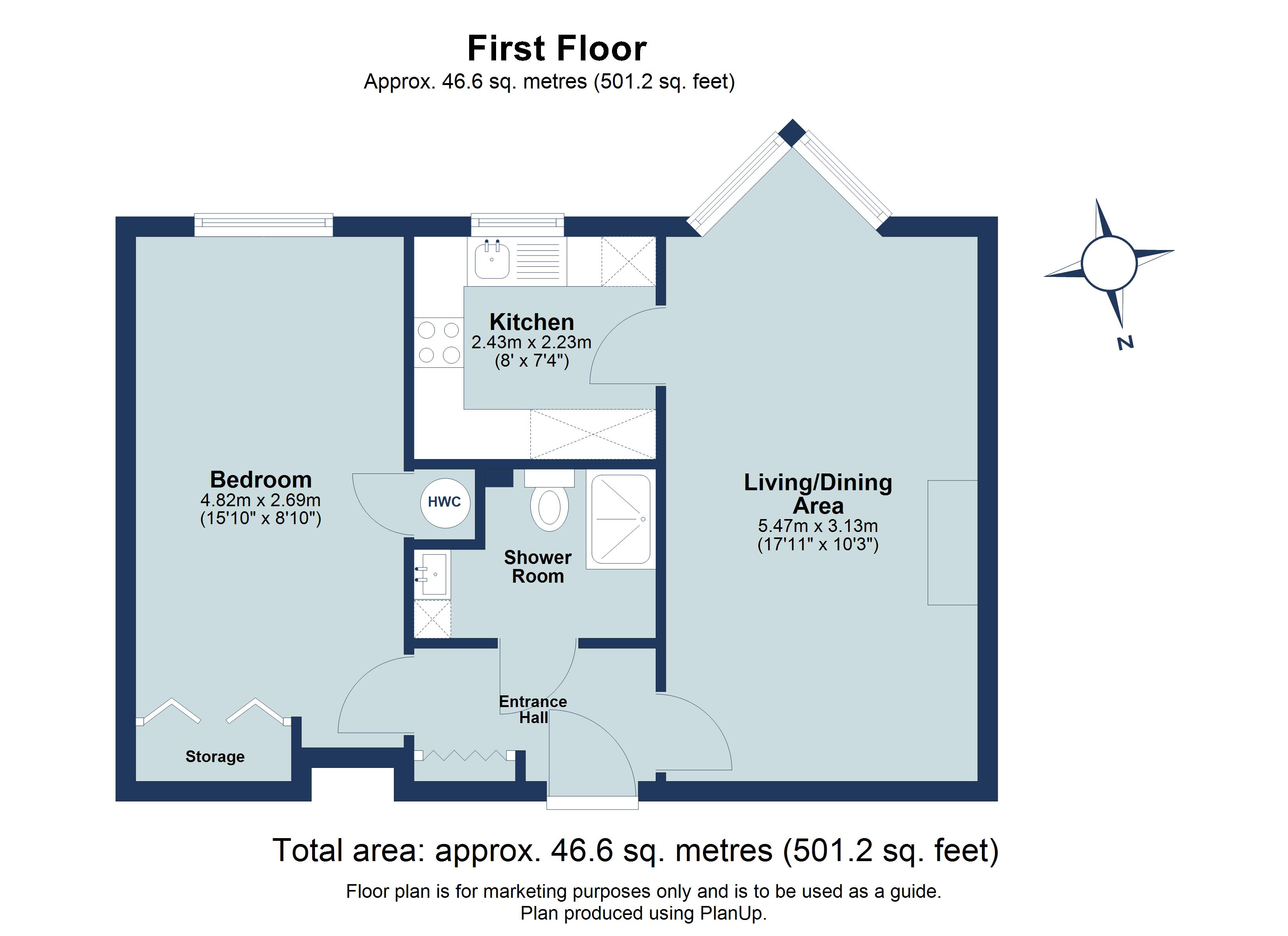 1 bed apartment for sale in Hatfield Road, St. Albans, Hertfordshire, AL1 - Property floorplan