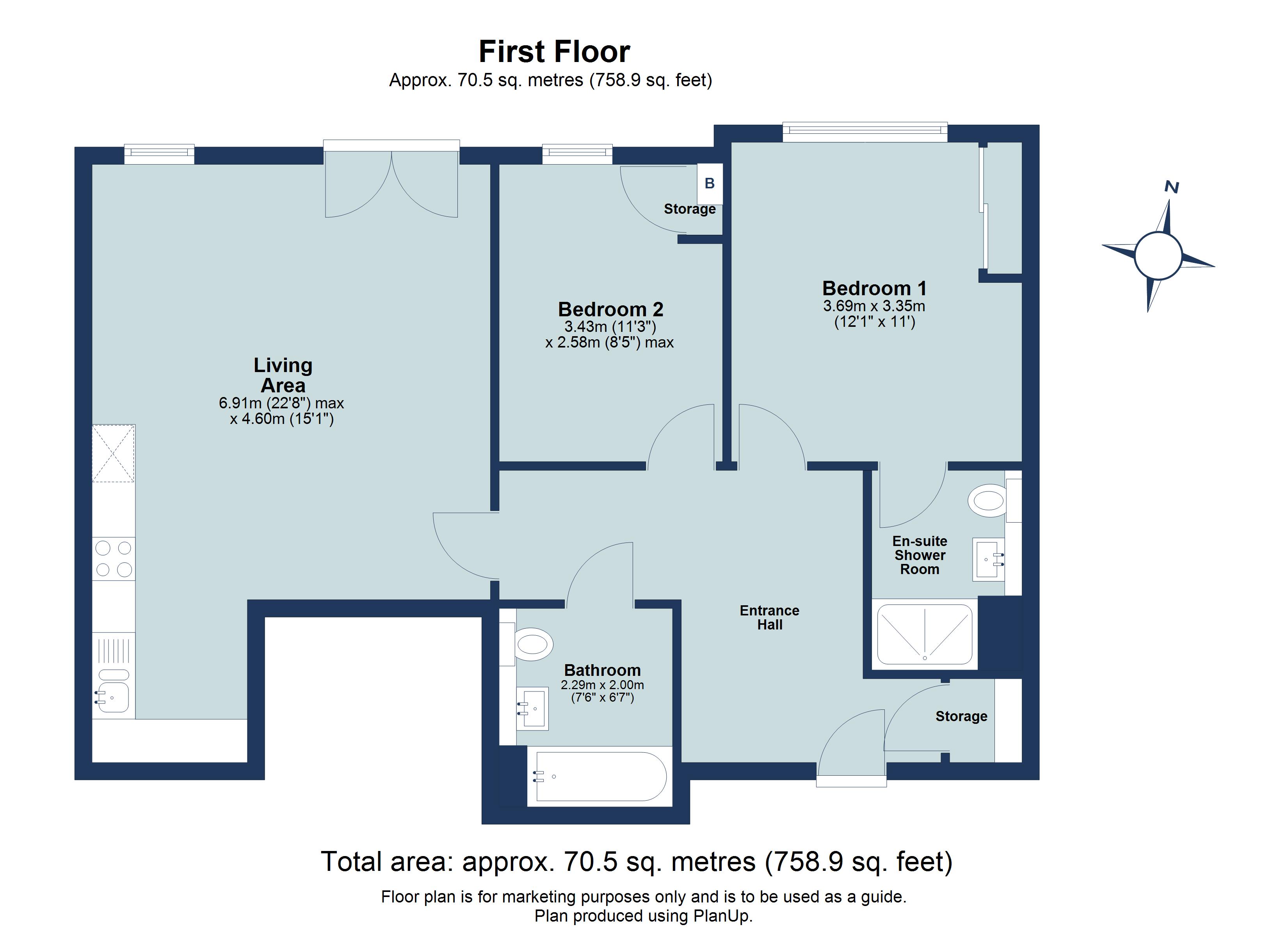 2 bed apartment for sale in Roland Street, St. Albans, Hertfordshire, AL1 - Property floorplan