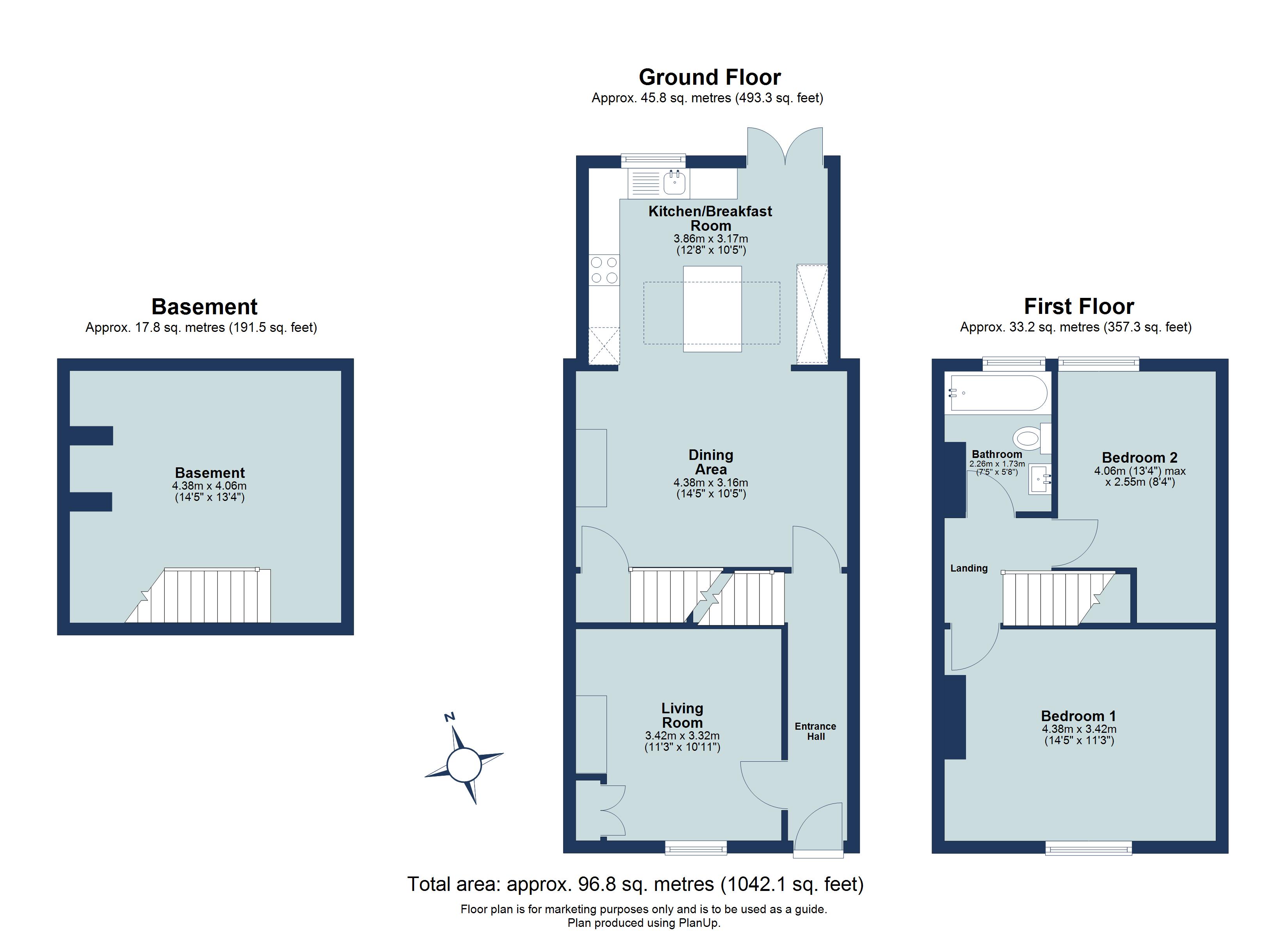 2 bed terraced house for sale in Alexandra Road, St. Albans, Hertfordshire, AL1 - Property floorplan