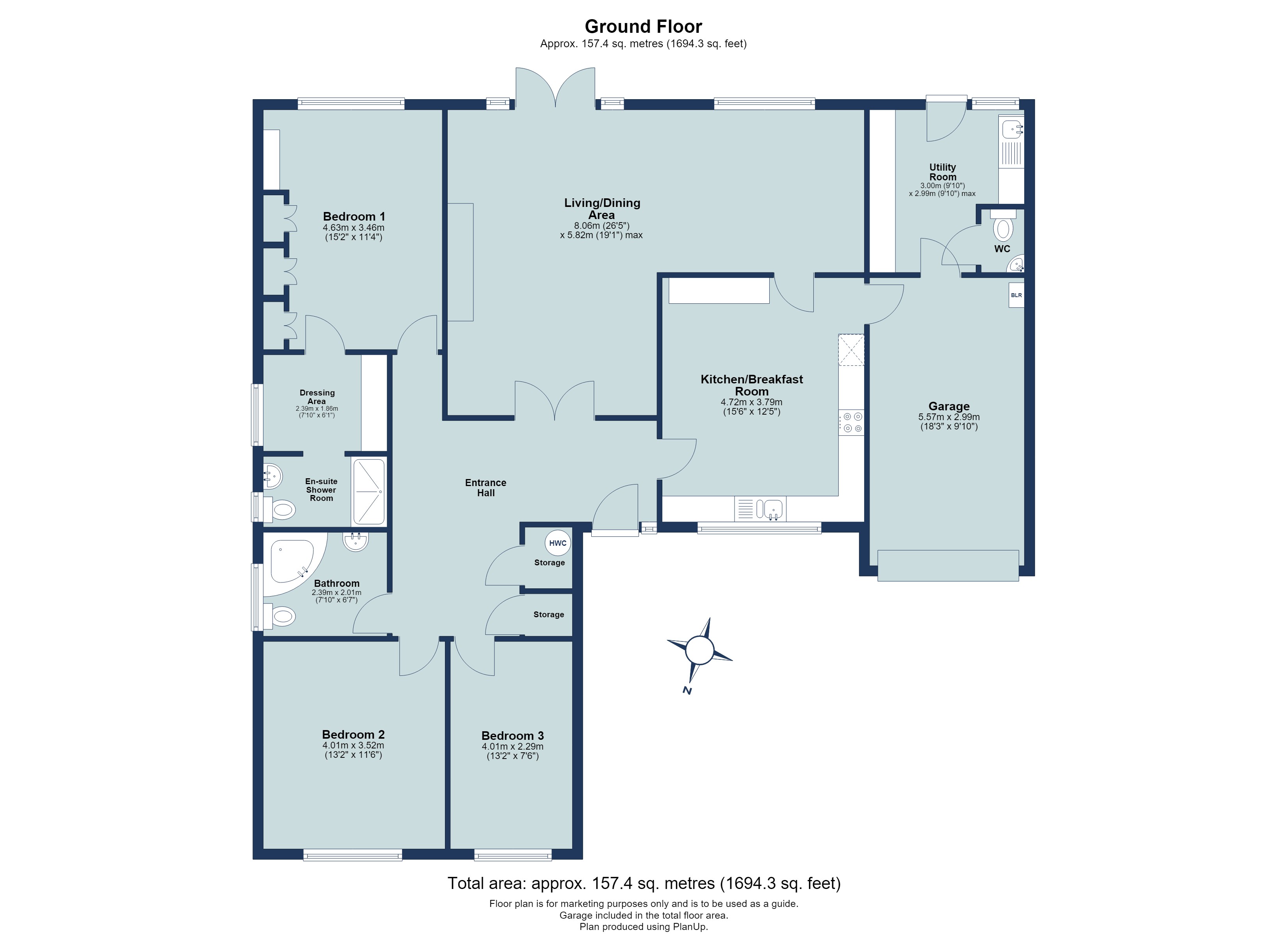 3 bed detached bungalow for sale in Francis Avenue, St. Albans, Hertfordshire, AL3 - Property floorplan