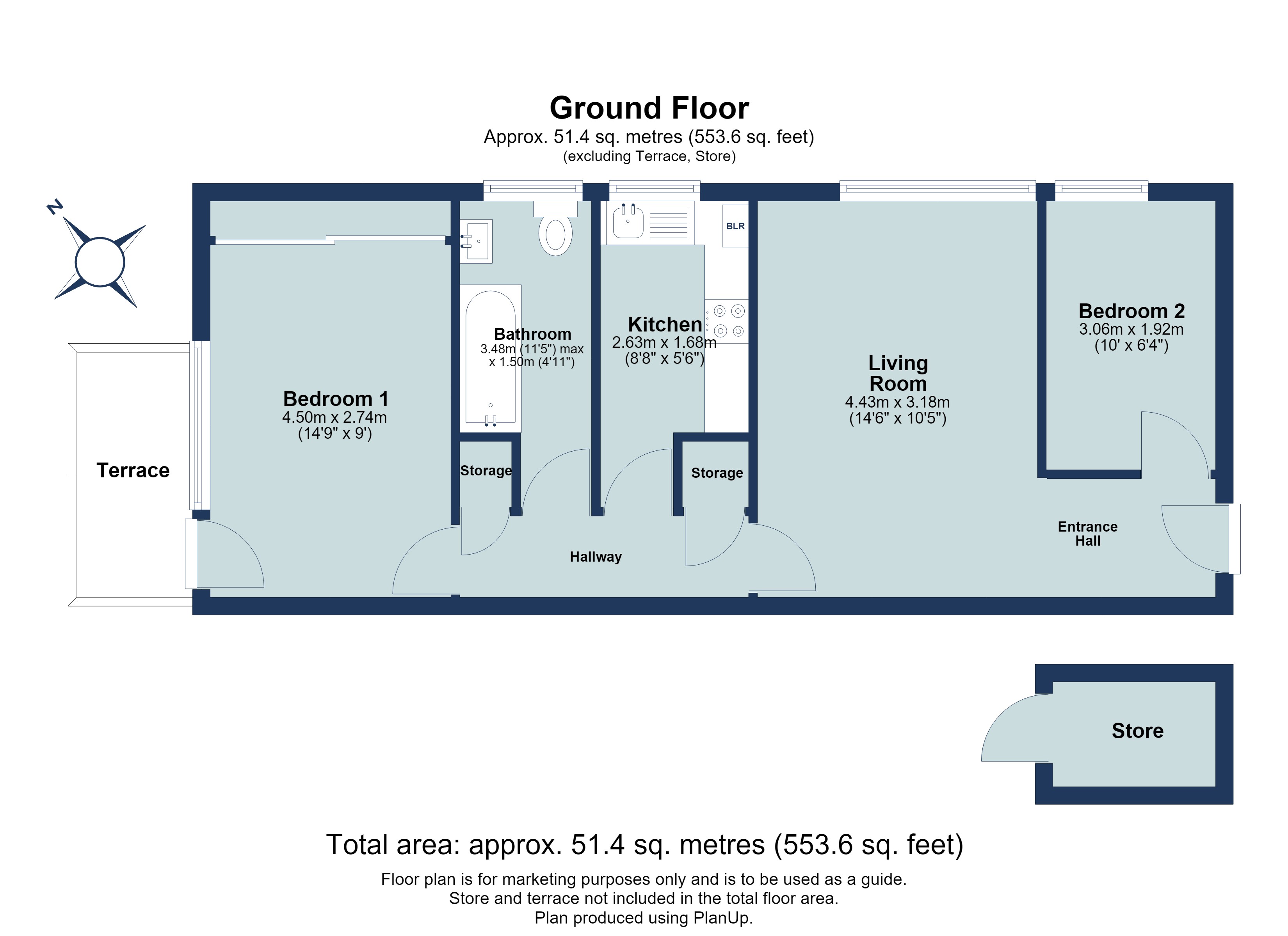 2 bed ground floor flat for sale in Abbots Park, St. Albans, Hertfordshire, AL1 - Property floorplan