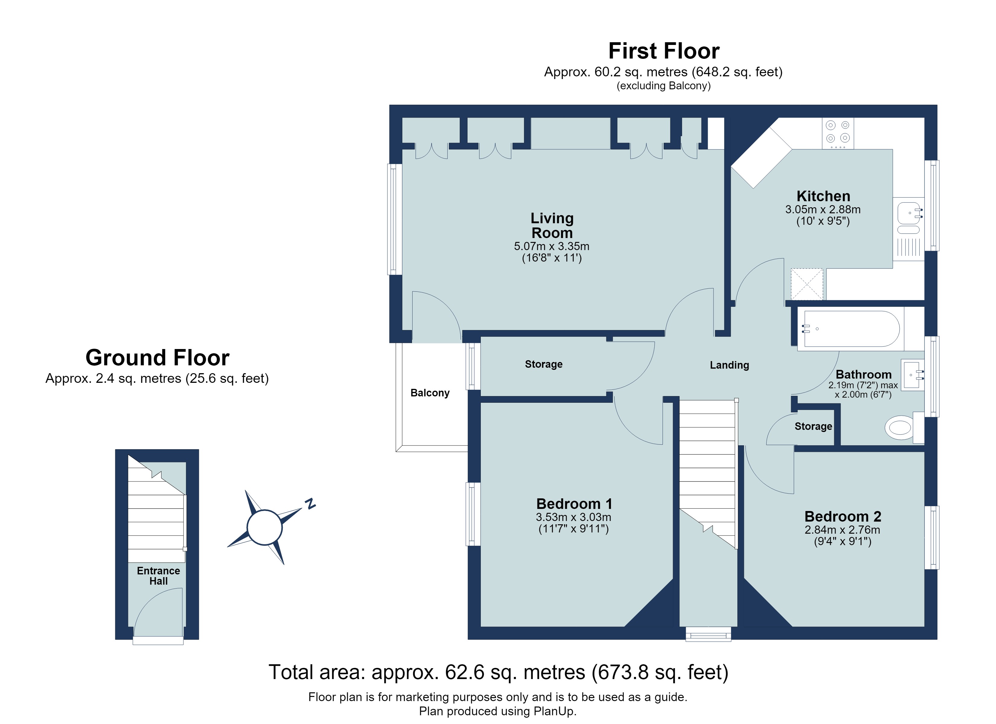 2 bed apartment for sale in Tavistock Avenue, St. Albans, Hertfordshire, AL1 - Property floorplan