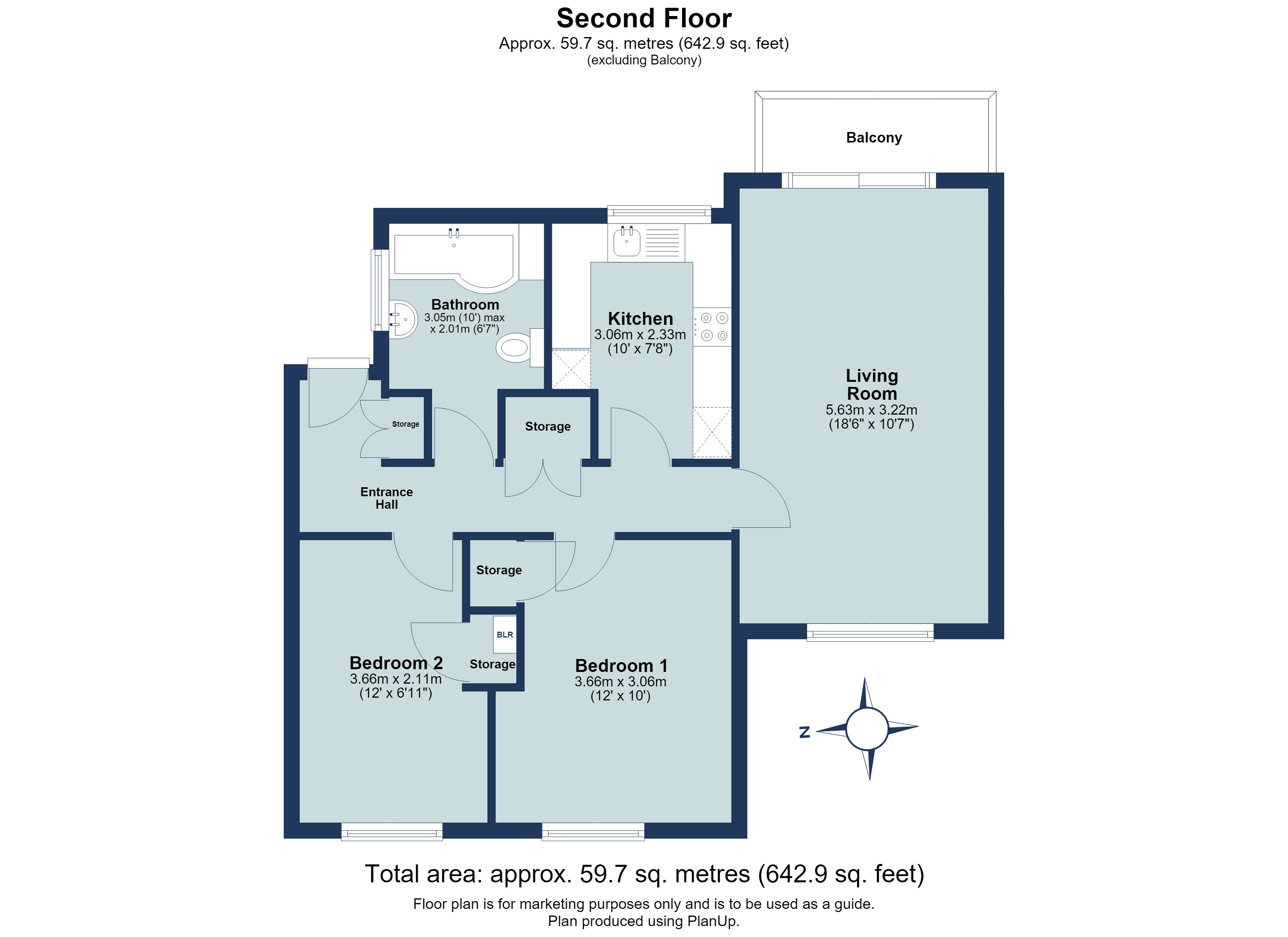 2 bed apartment to rent in Malting Mead, Endymion Road, Hatfield, Hertfordshire, AL10 - Property floorplan