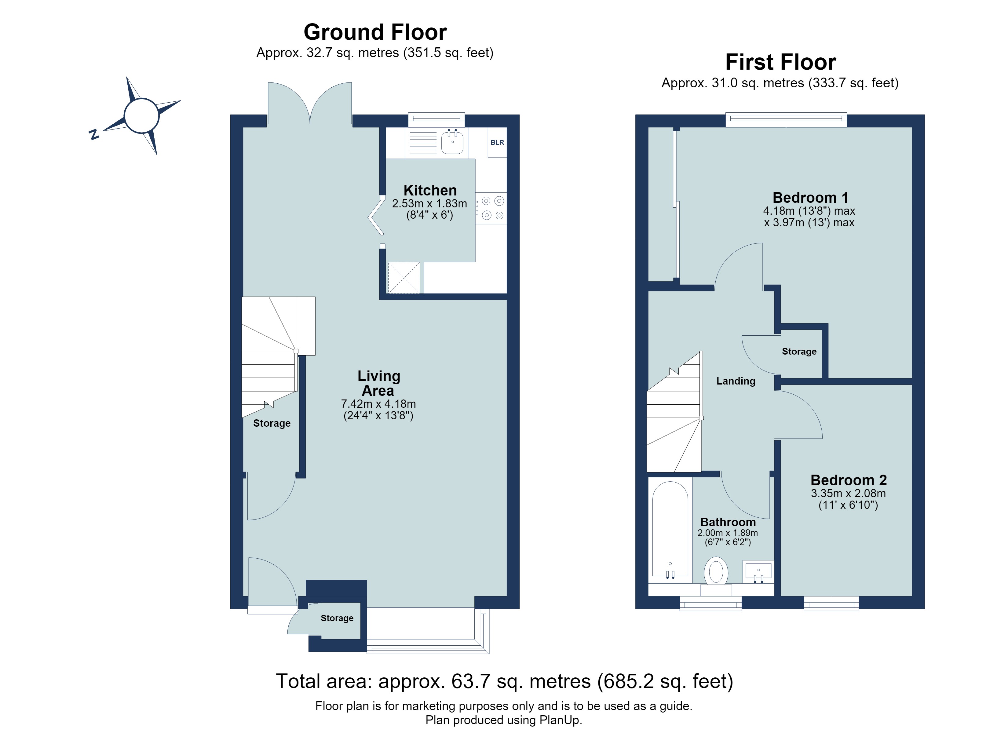 2 bed terraced house for sale in De Tany Court, St Albans, Hertfordshire, AL1 - Property floorplan