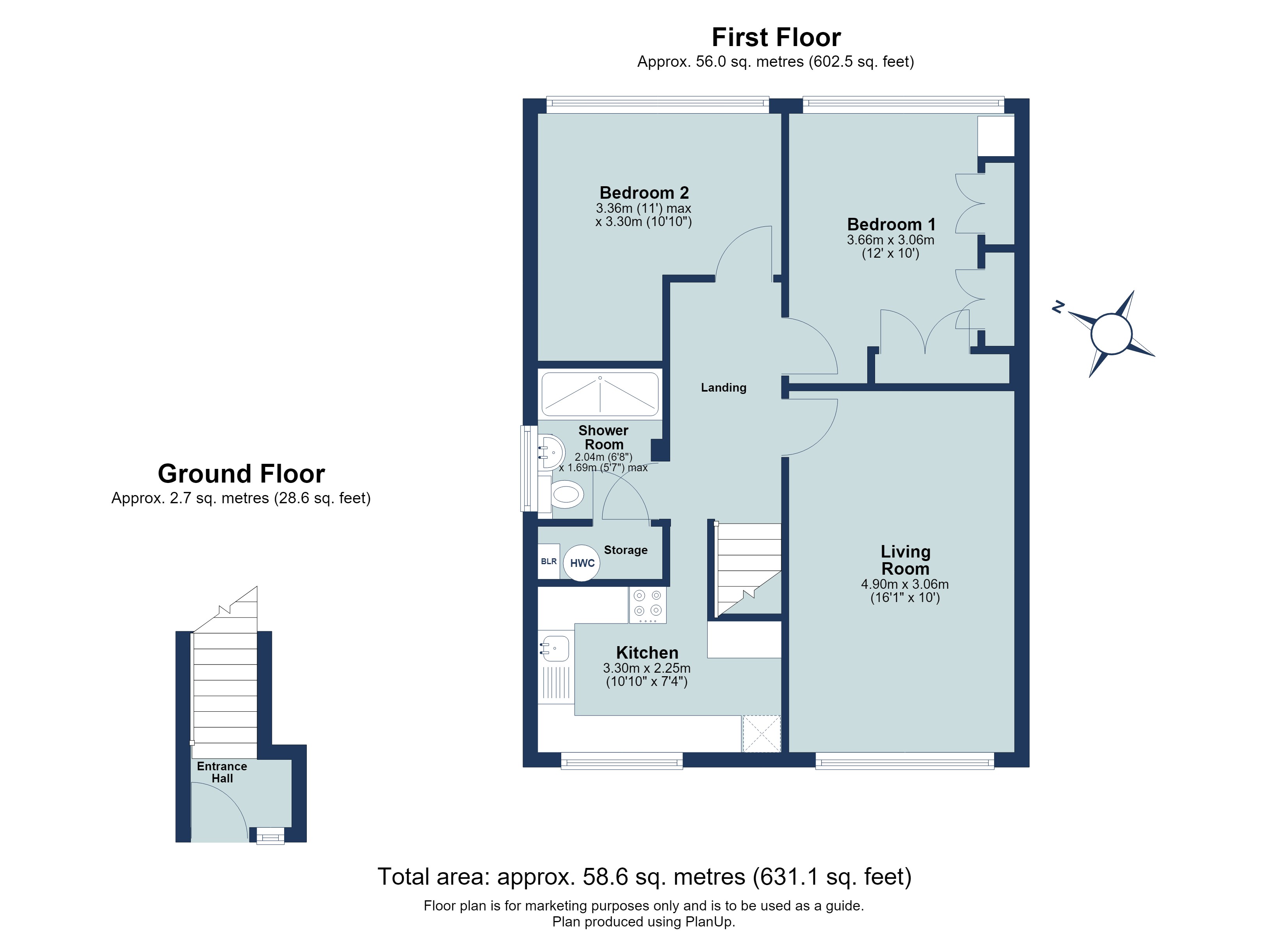 2 bed maisonette for sale in The Beeches, Park Street, St. Albans, Hertfordshire, AL2 - Property floorplan