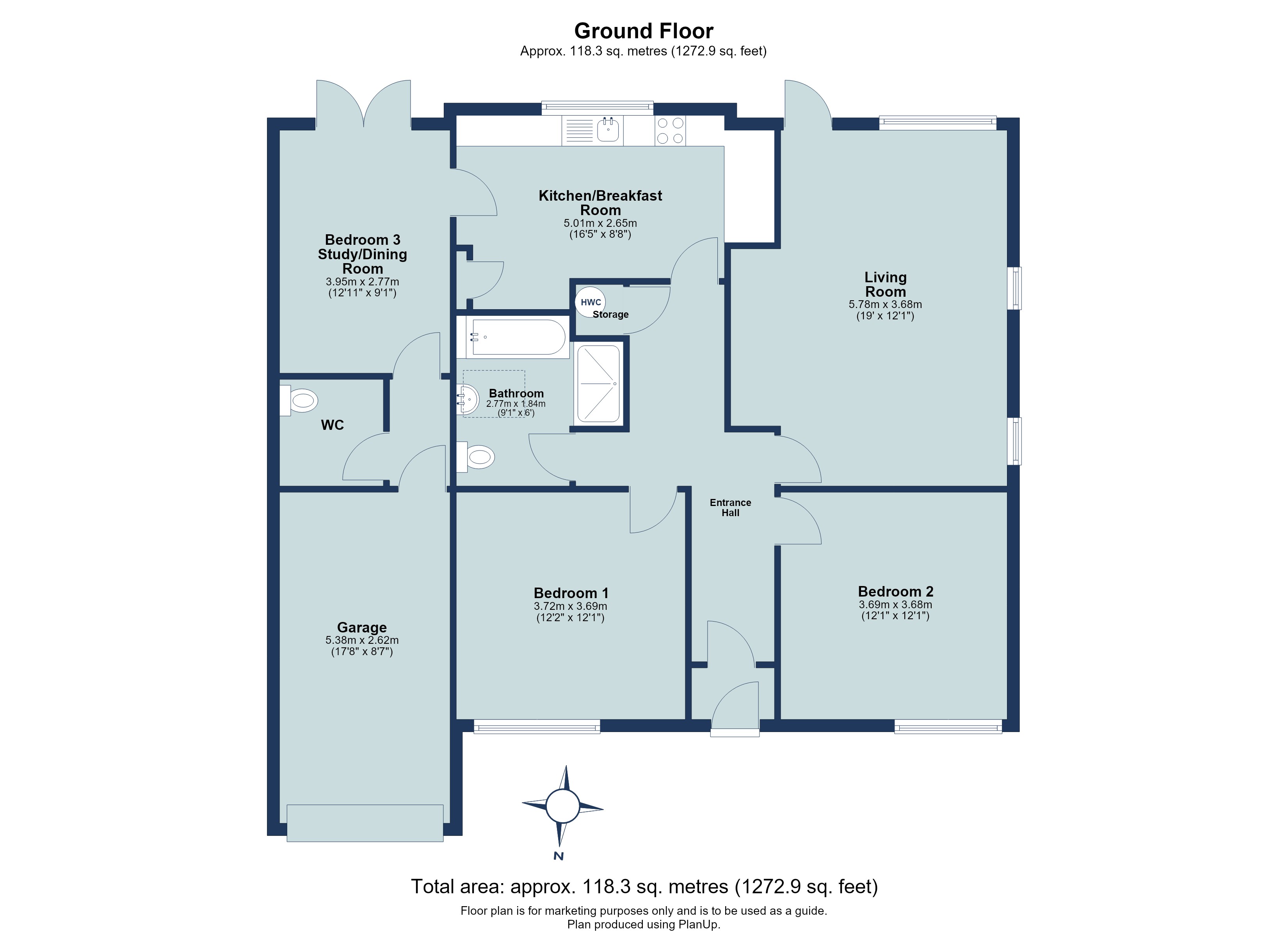 3 bed detached bungalow for sale in The Uplands, Bricket Wood, St. Albans, Hertfordshire, AL2 - Property floorplan