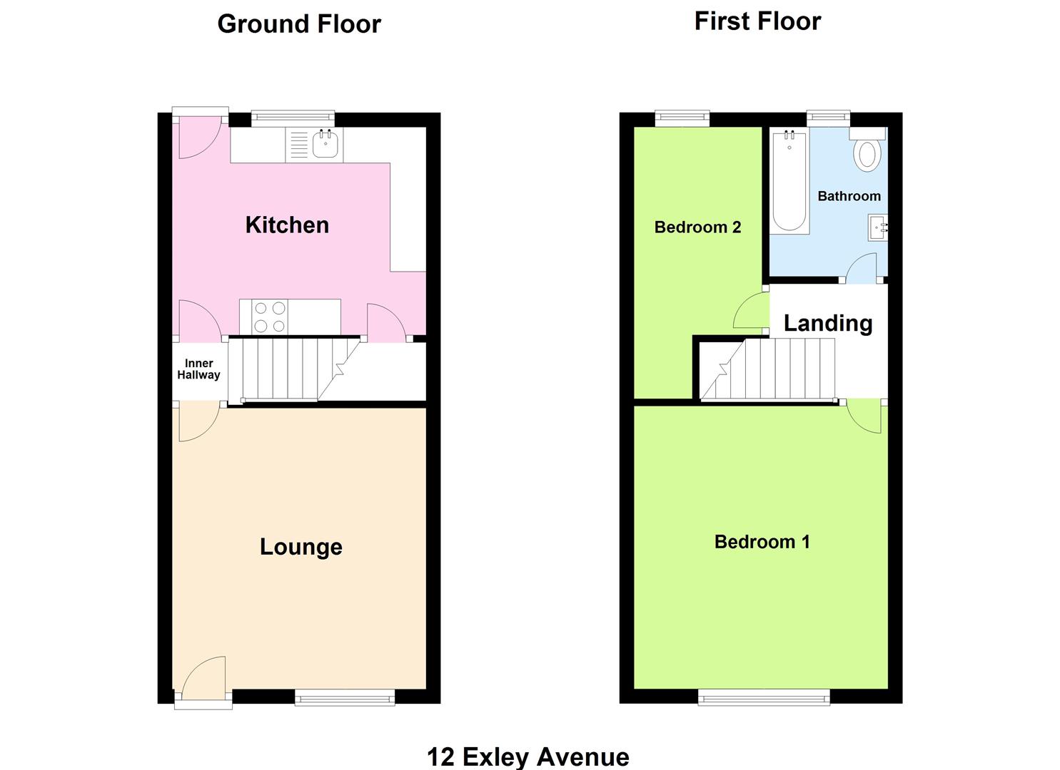 2 bed terraced house to rent in Exley Avenue, Ingrow, Keighley, BD21 1NB - Property floorplan