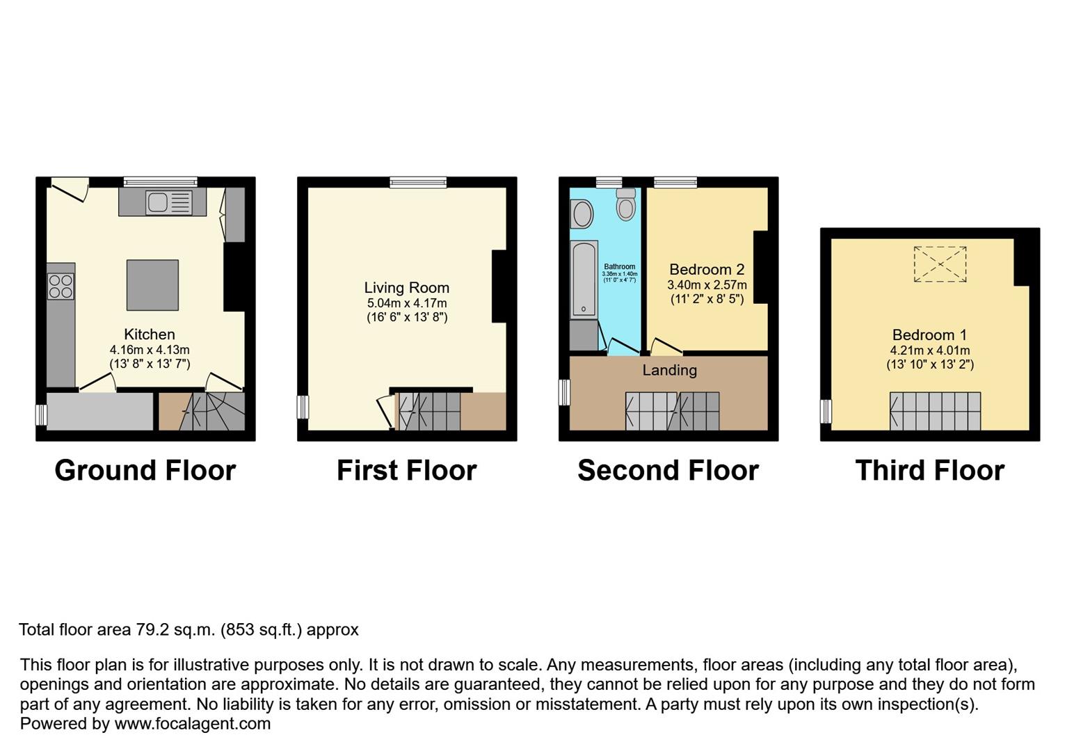 2 bed terraced house for sale in Jay Street, Haworth, BD22 8RJ - Property floorplan