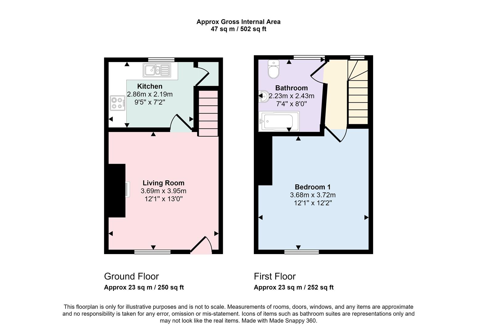 1 bed terraced house for sale in Pickles Street, Keighley, BD21 1EL - Property floorplan