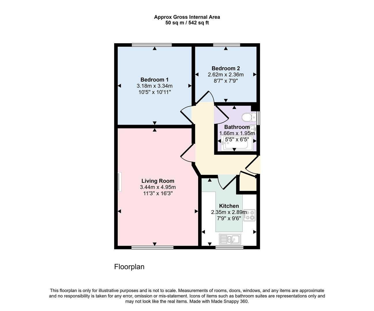 2 bed semi-detached bungalow for sale in Mill Croft, Cowling, Keighley, BD22 0AJ - Property floorplan