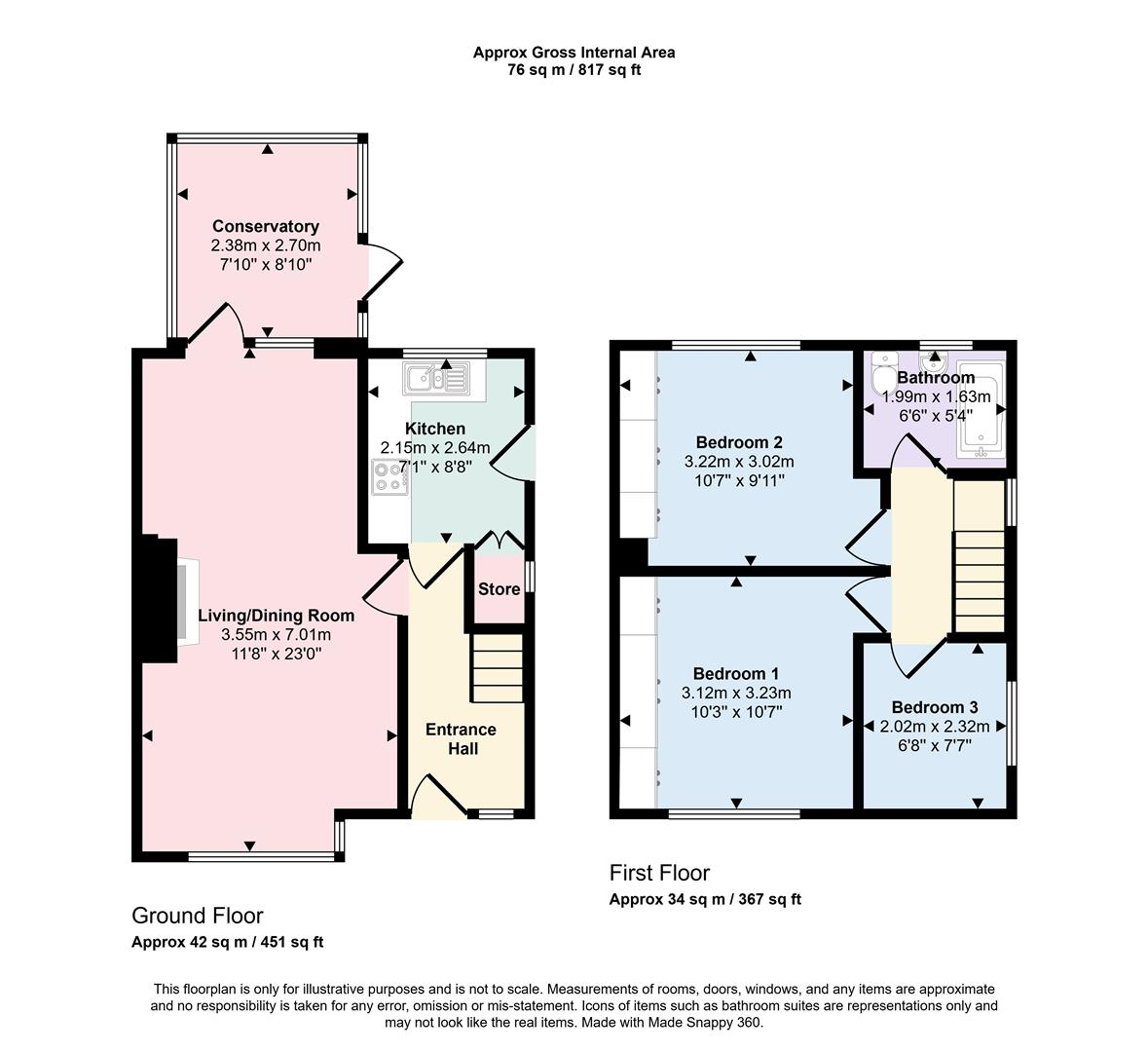 3 bed semi-detached house for sale in Lawcliffe Crescent, Haworth, Keighley. BD22 8RD - Property floorplan