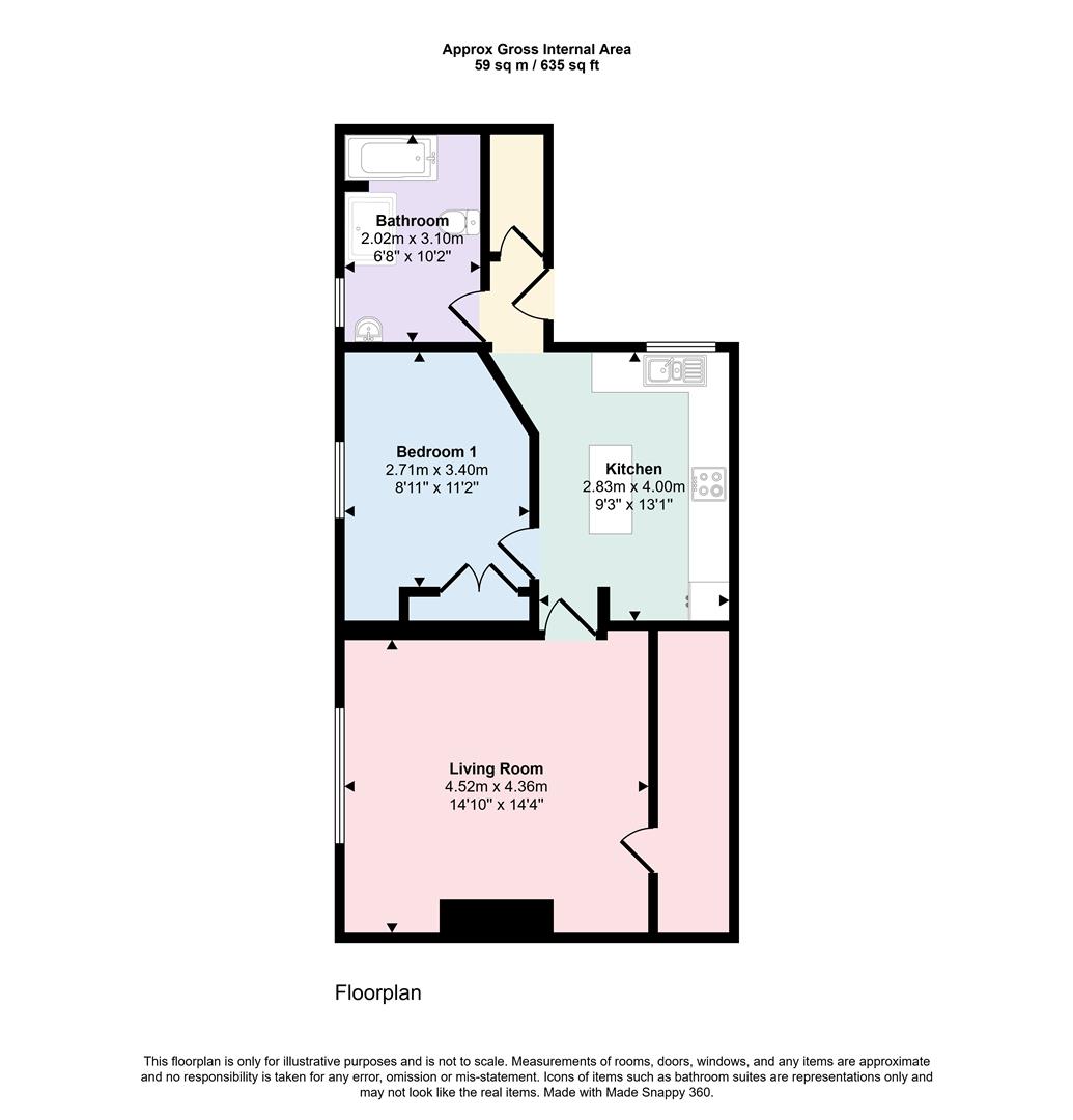 1 bed flat for sale in Bromley Road, Bingley, BD16 4DA - Property floorplan