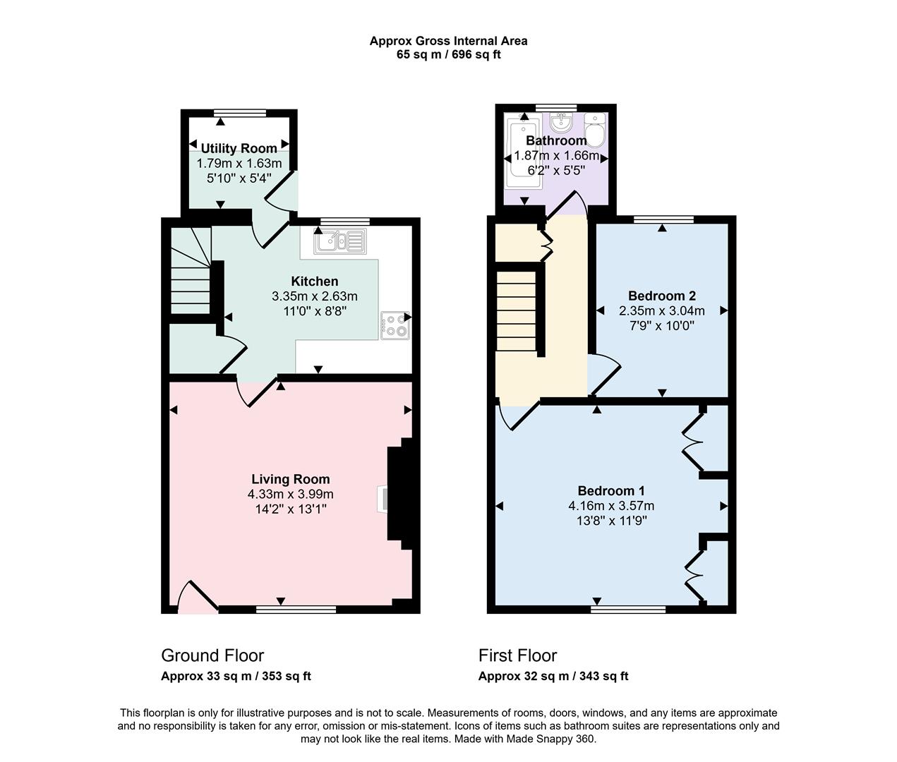 2 bed terraced house for sale in Lidget, Oakworth, Keighley, BD22 7HH - Property floorplan
