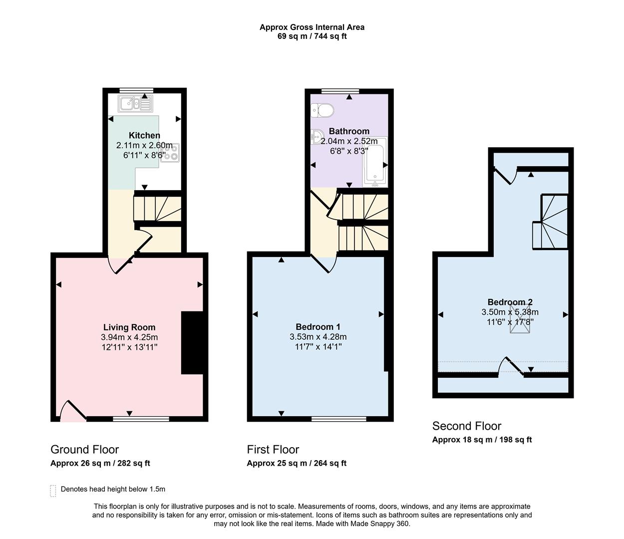 2 bed terraced house to rent in Elm Grove, Ingrow, Keighley, BD21 5EN - Property floorplan