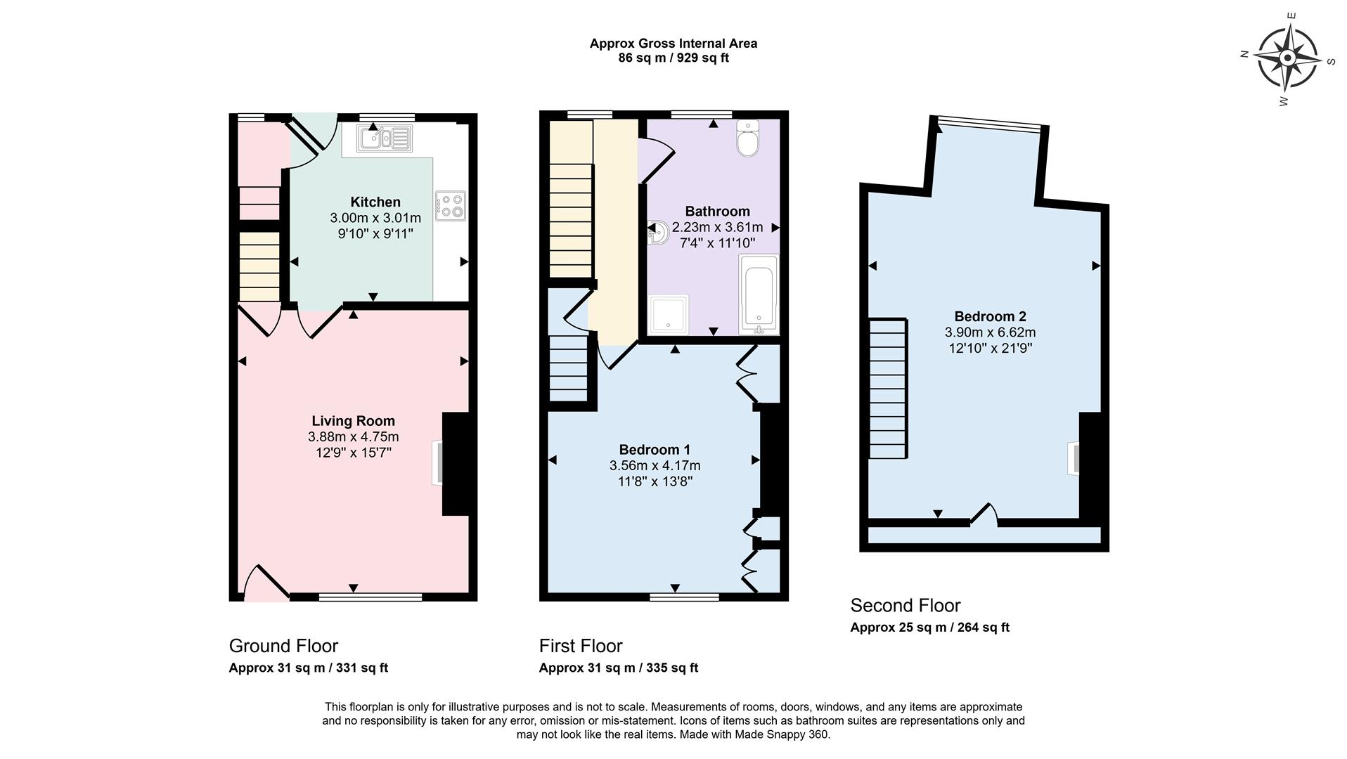 2 bed terraced house to rent in Edensor Road, Keighley, BD21 2LS - Property floorplan