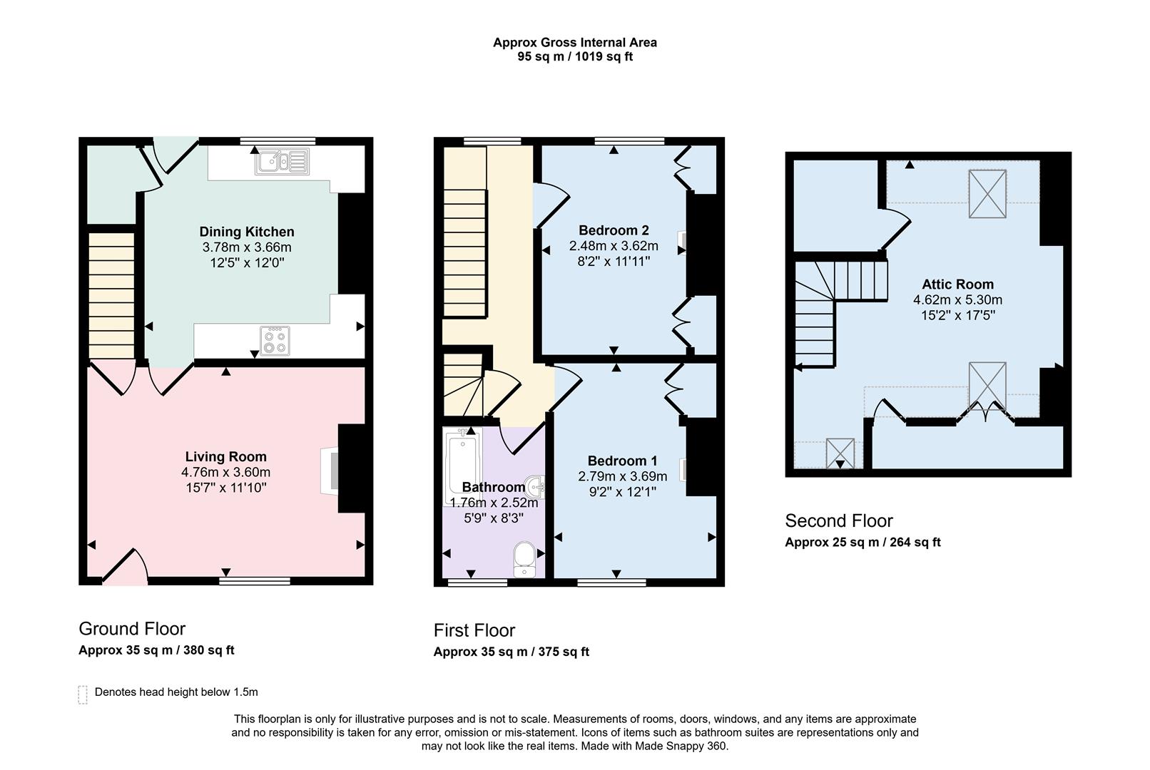 2 bed terraced house for sale in Clayton Terrace, Cullingworth, Bradford, BD13 5DR - Property floorplan