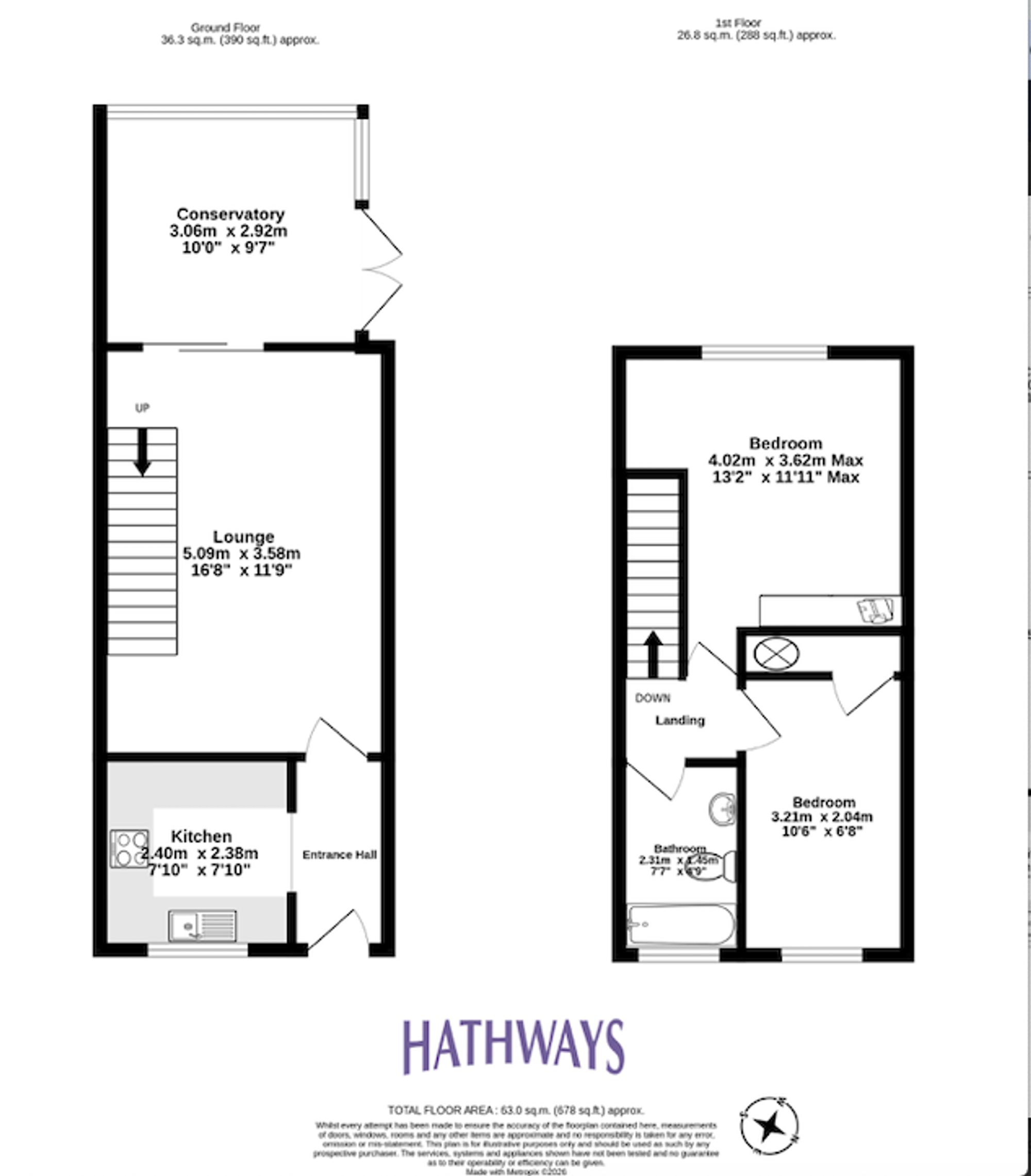 2 bed end of terrace house for sale in Heather Court, Ty Canol, NP44 - Property floorplan