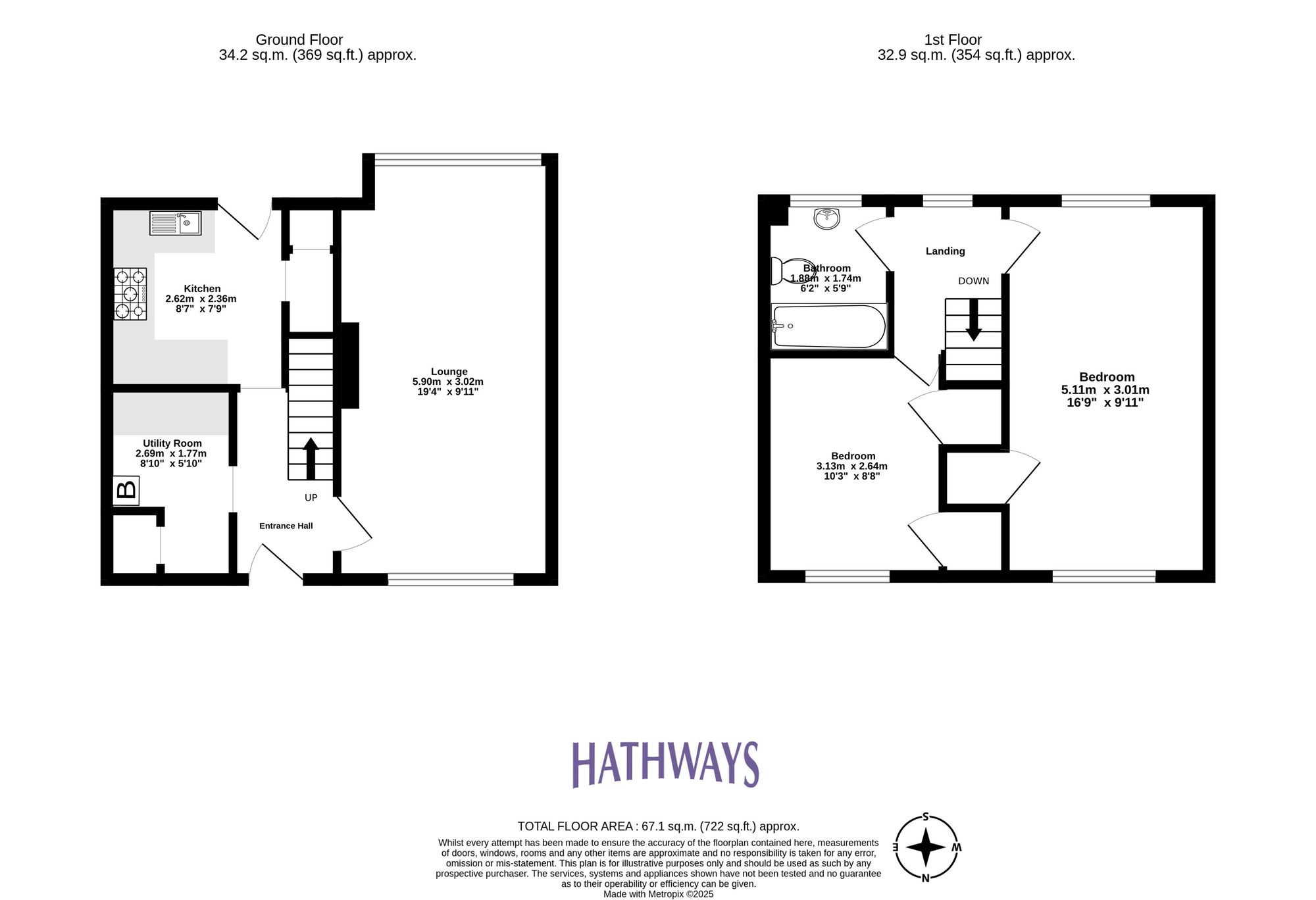 2 bed mid-terraced house for sale in Llandaff Green, Cwmbran - Property Floorplan