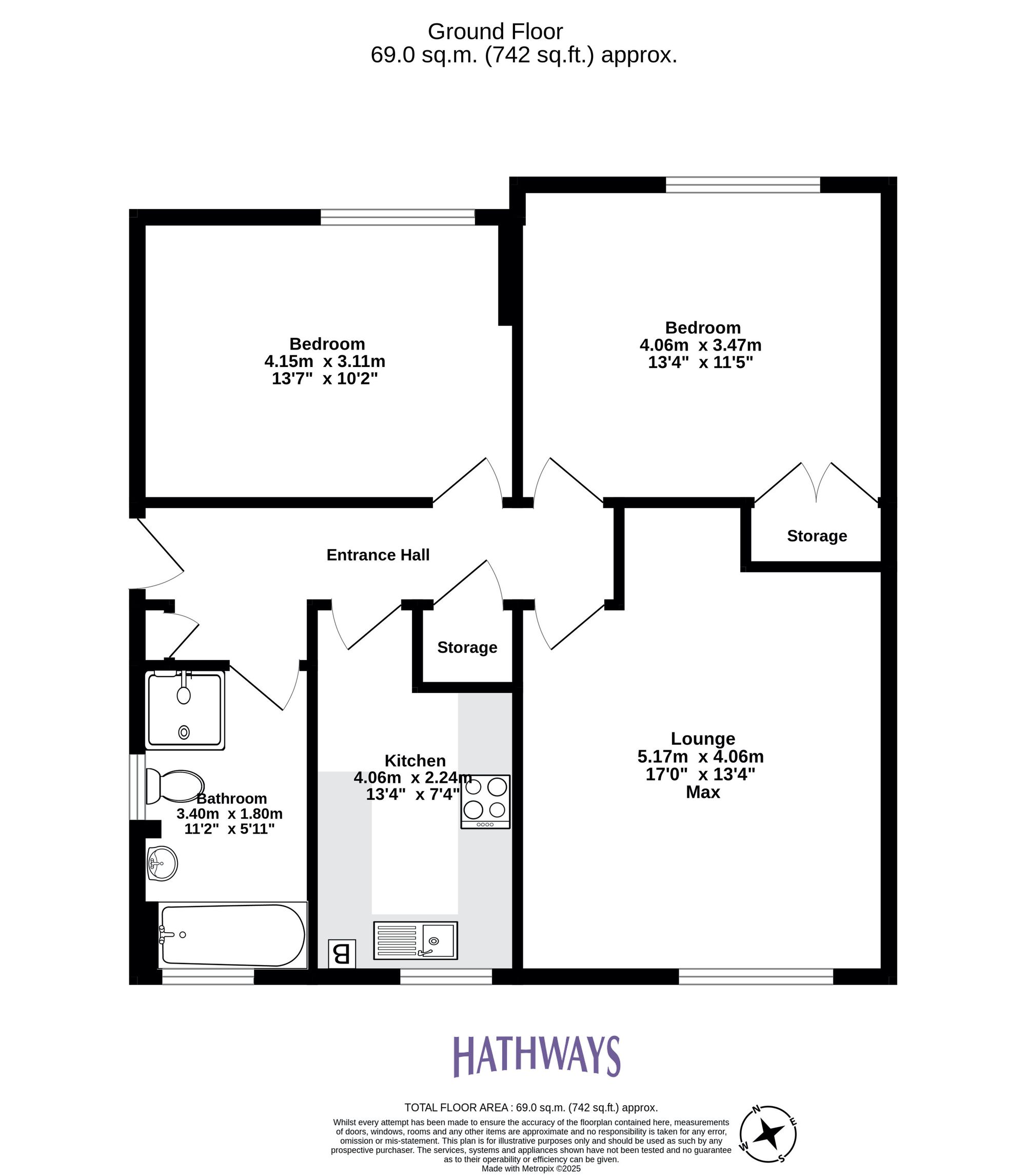 2 bed flat for sale in Monmouth Close, Pontypool - Property Floorplan