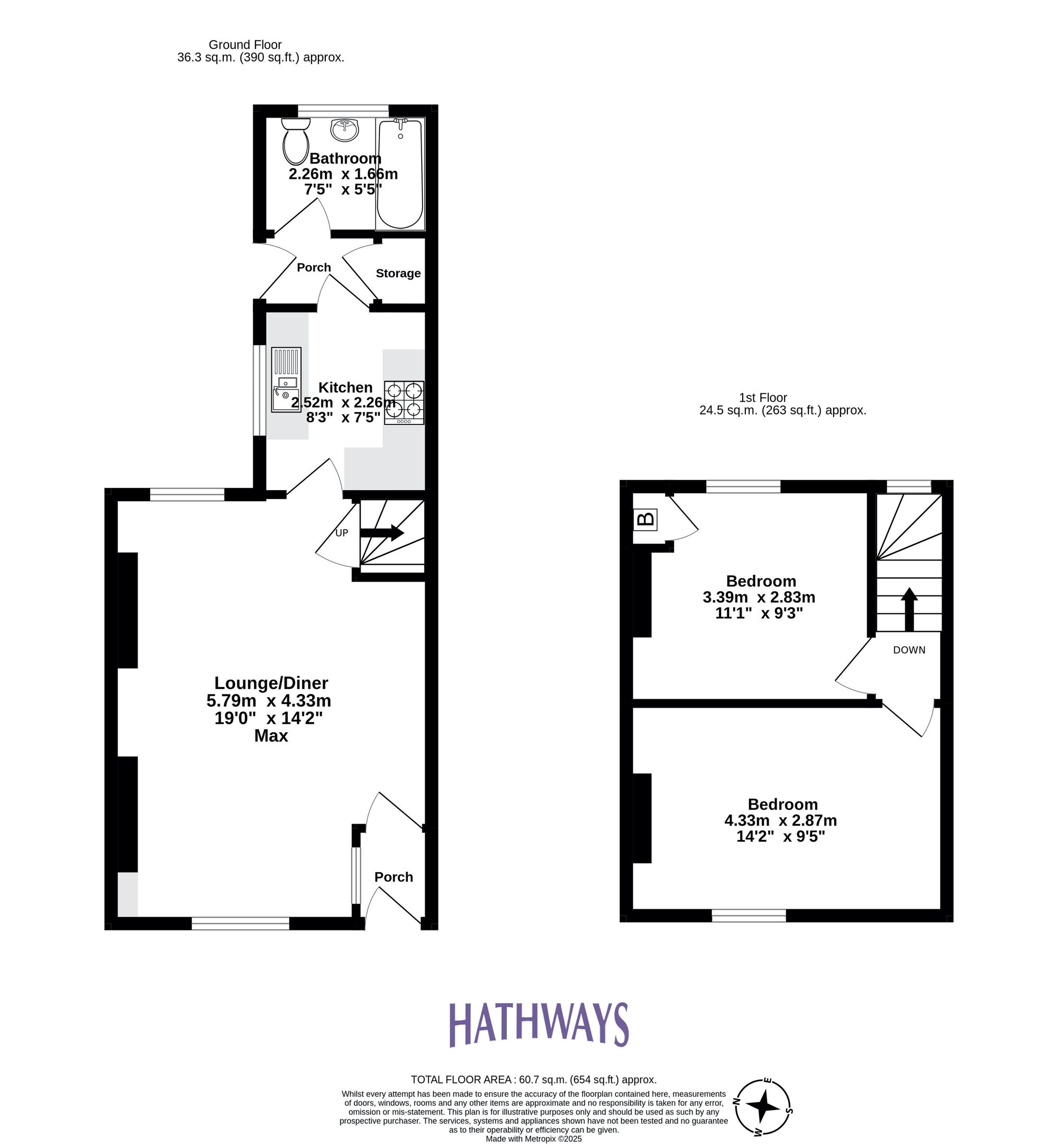 2 bed mid-terraced house for sale in Afon Llwyd Terrace, Pontypool - Property Floorplan