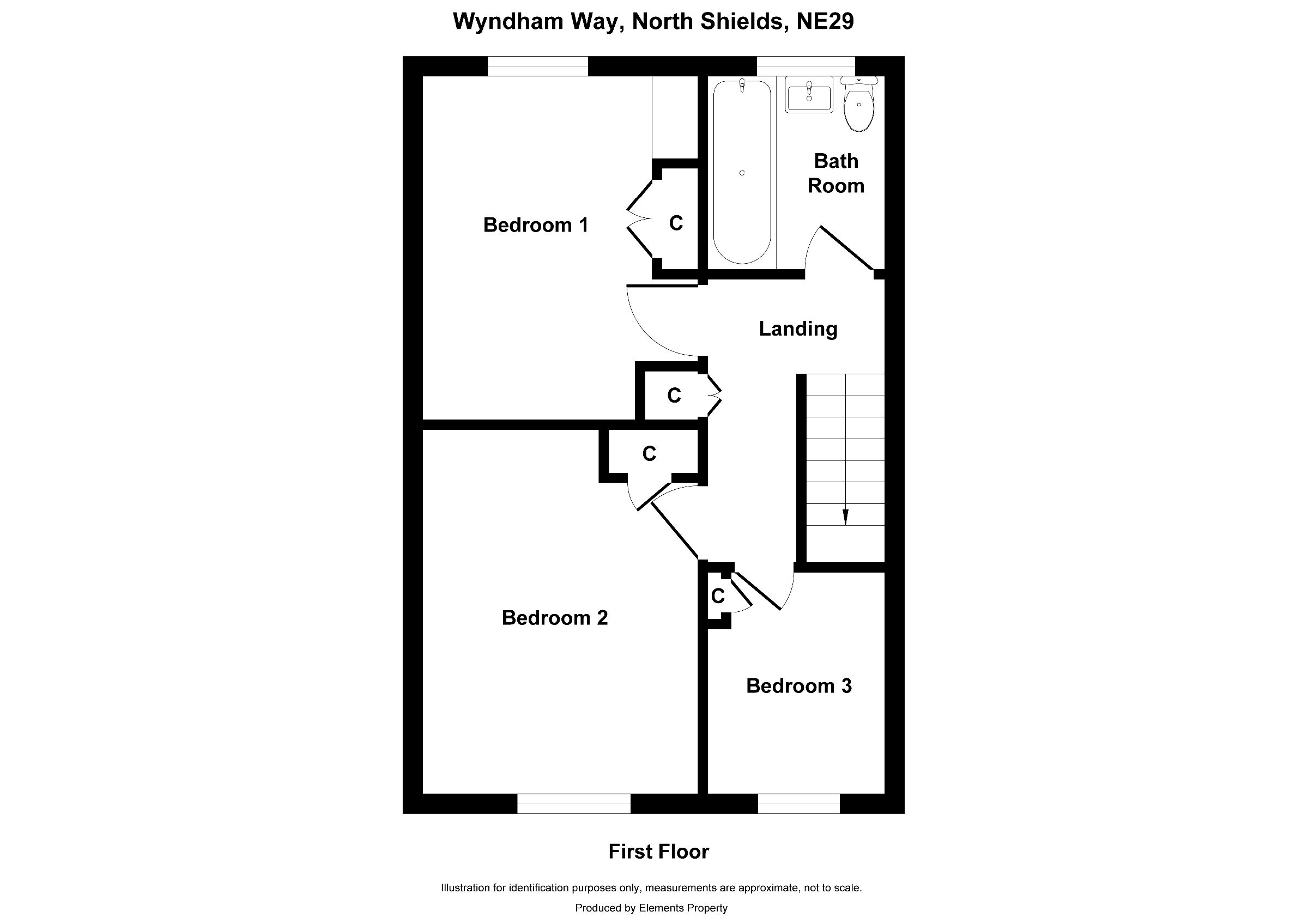 3 bed terraced house to rent in Wyndham Way, North Shields - Property floorplan
