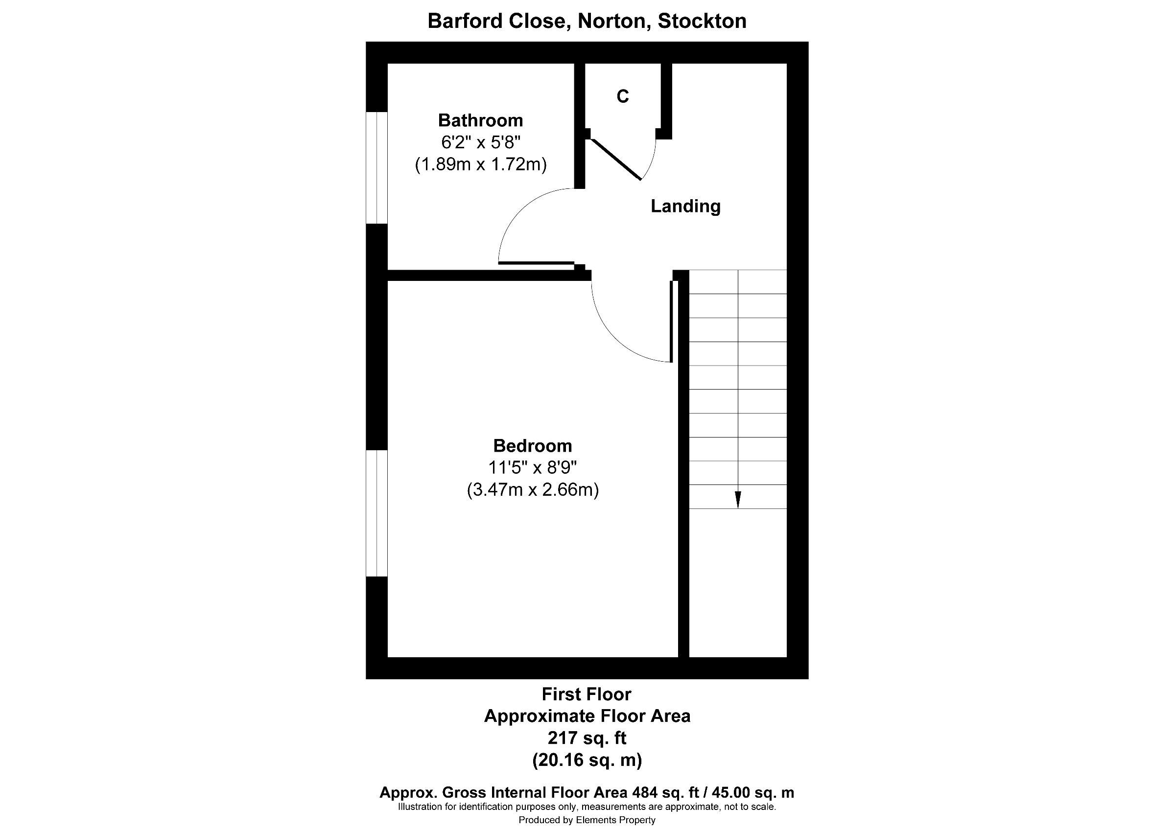 1 bed semi-detached house to rent in Barford Close, Stockton On Tees - Property floorplan