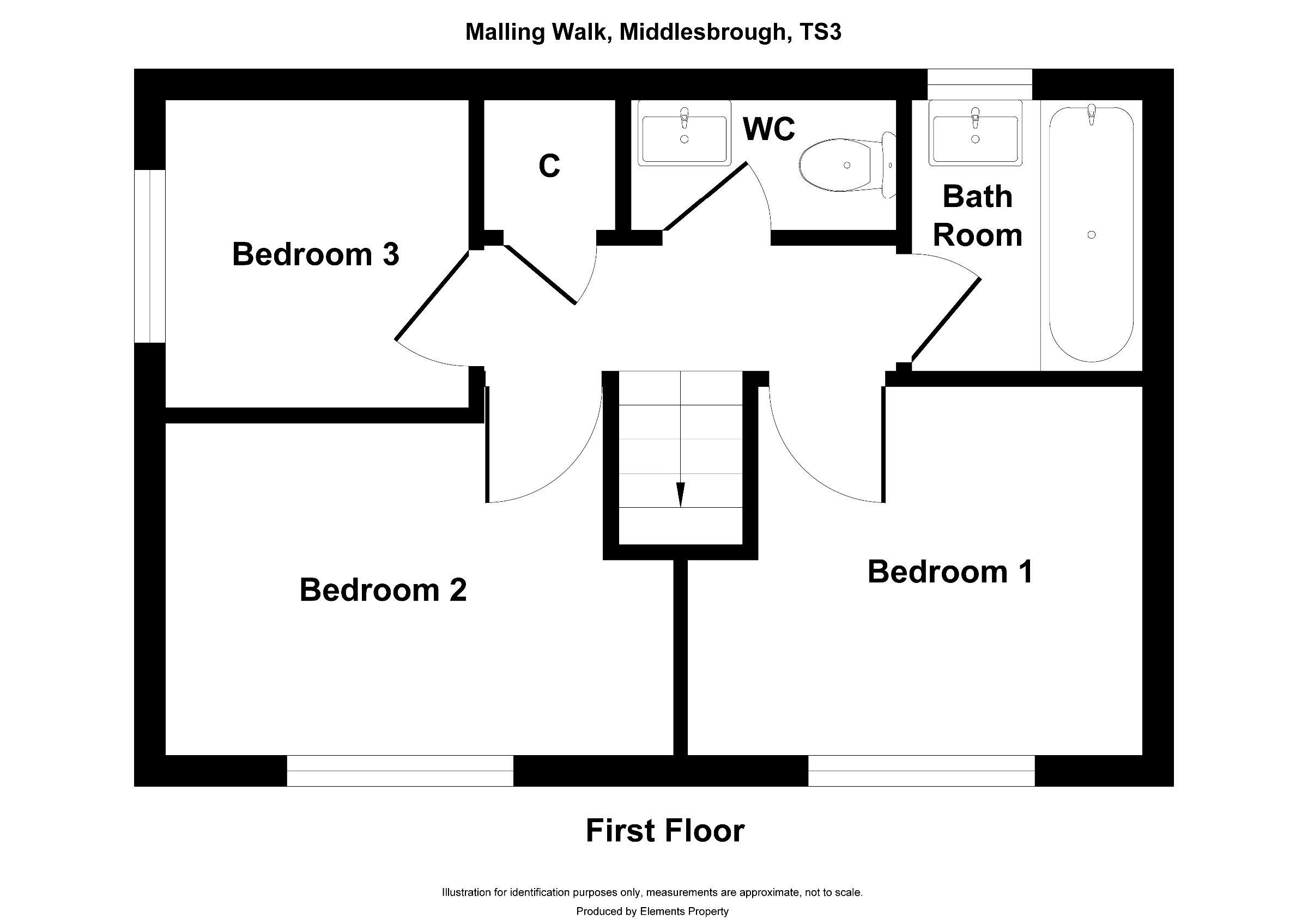 3 bed semi-detached house to rent in Malling Walk, Middlesbrough - Property floorplan