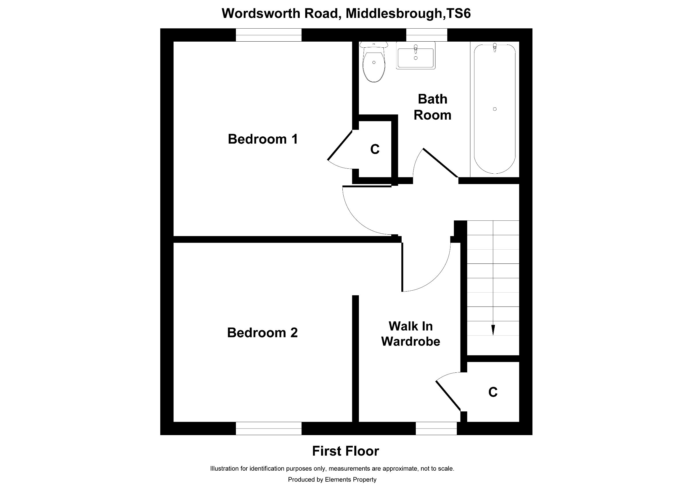 2 bed semi-detached house to rent in Wordsworth Road, Middlesbrough - Property floorplan