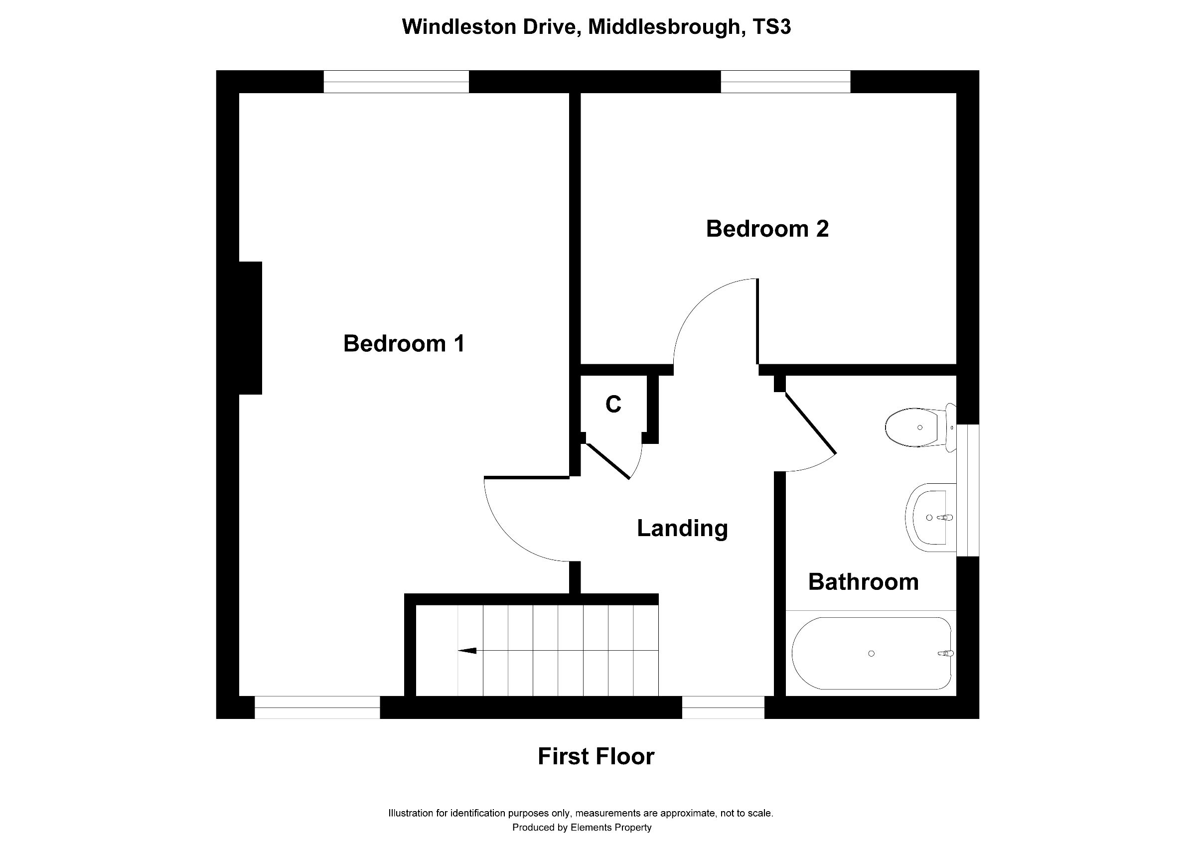 2 bed terraced house to rent in Windleston Drive, Middlesbrough - Property floorplan