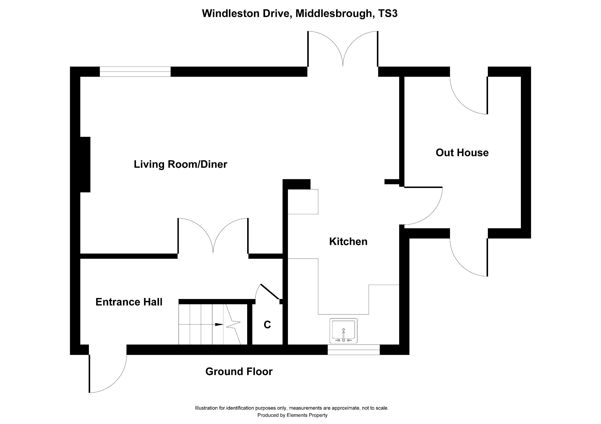 2 bed terraced house to rent in Windleston Drive, Middlesbrough - Property floorplan