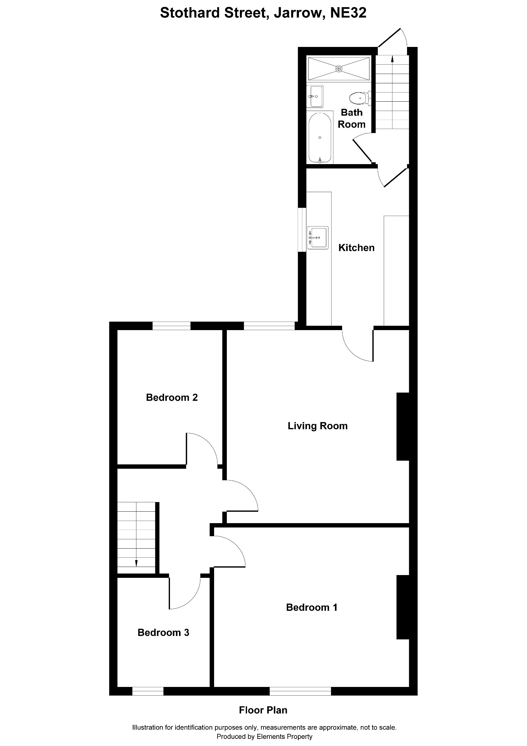 3 bed flat to rent in Stothard Street, Jarrow - Property floorplan