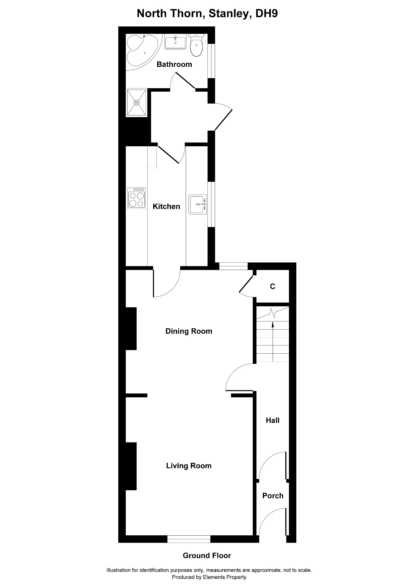 3 bed terraced house to rent in North Thorn, Shield Row, Stanley - Property floorplan