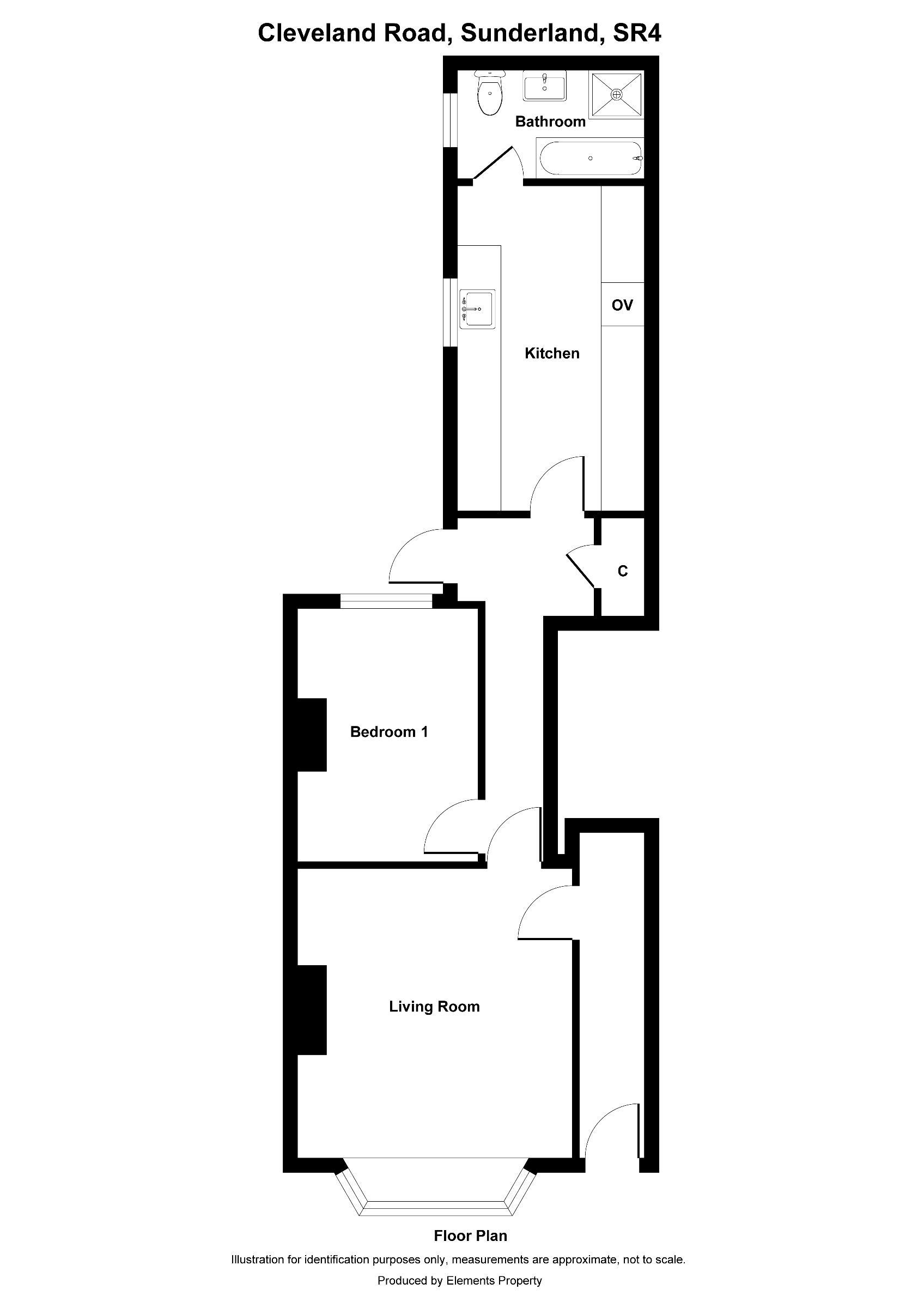 1 bed ground floor flat to rent in Cleveland Road, Sunderland - Property floorplan