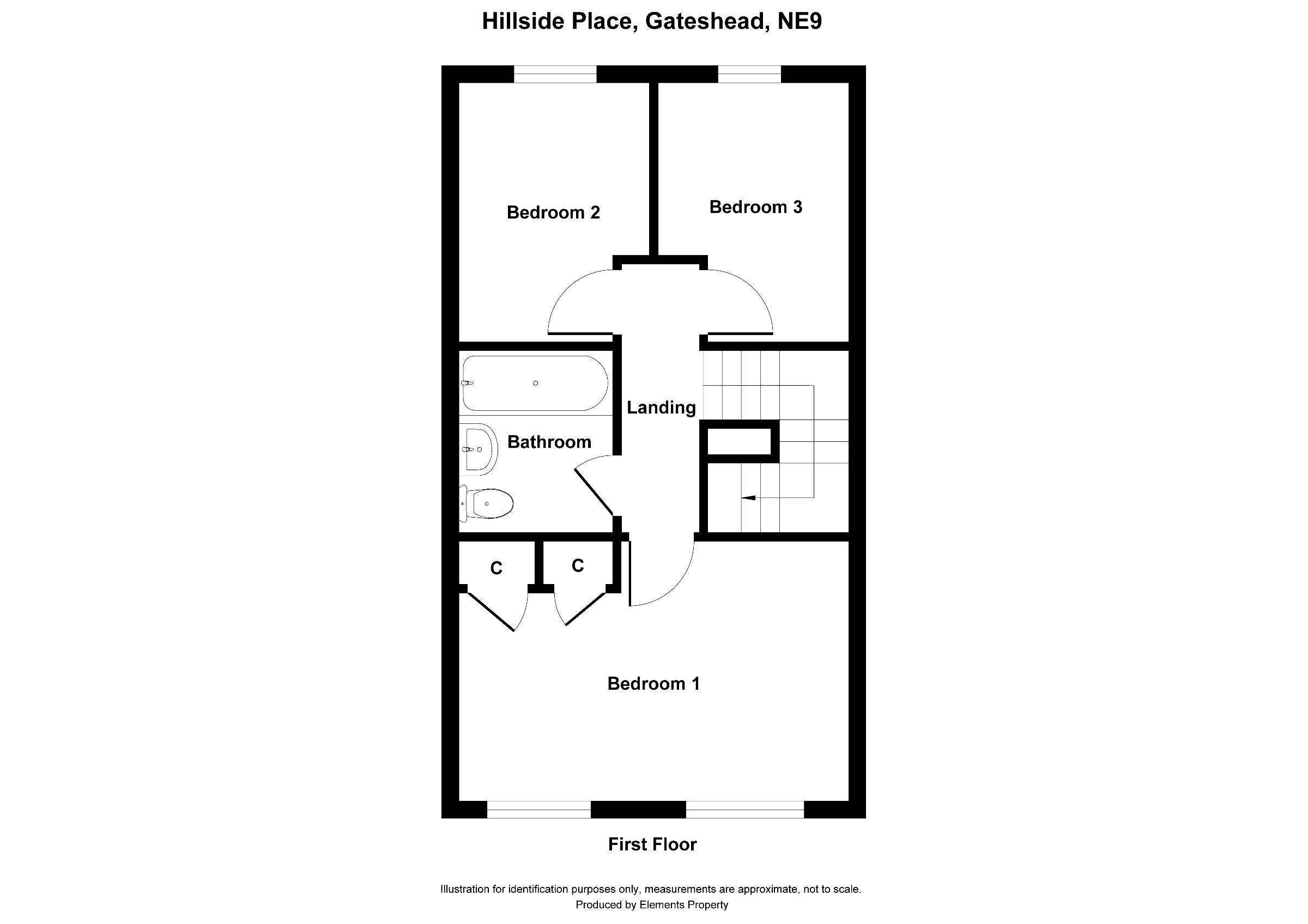 3 bed terraced house to rent in Hillside Place, Gateshead - Property floorplan