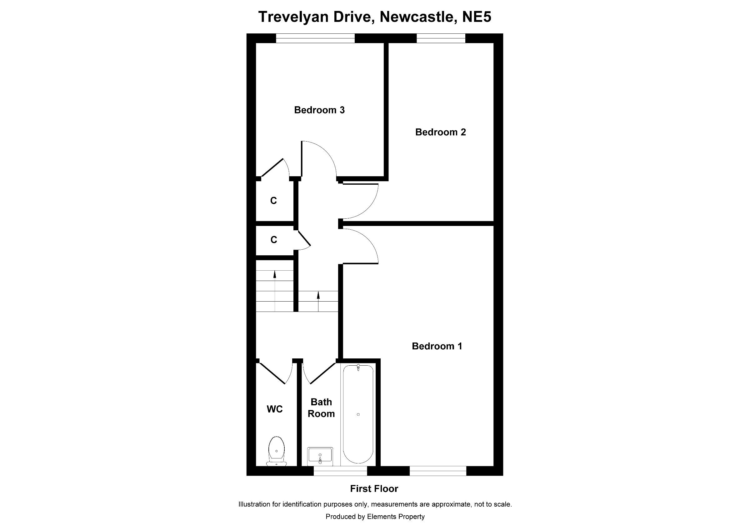 3 bed terraced house to rent in Trevelyan Drive, Newcastle upon Tyne - Property floorplan