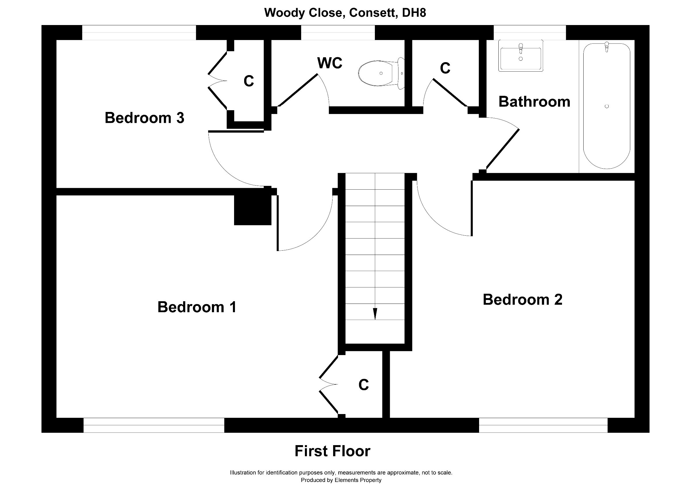 3 bed terraced house to rent in Woody Close, Consett - Property floorplan
