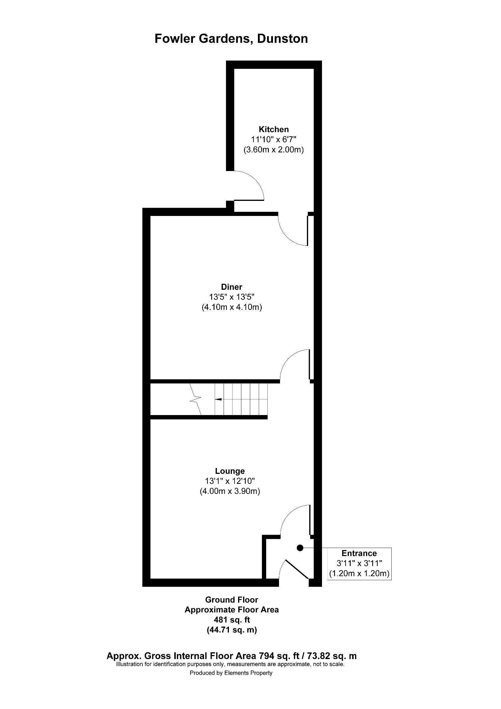2 bed terraced house to rent in Fowler Gardens, Gateshead - Property floorplan