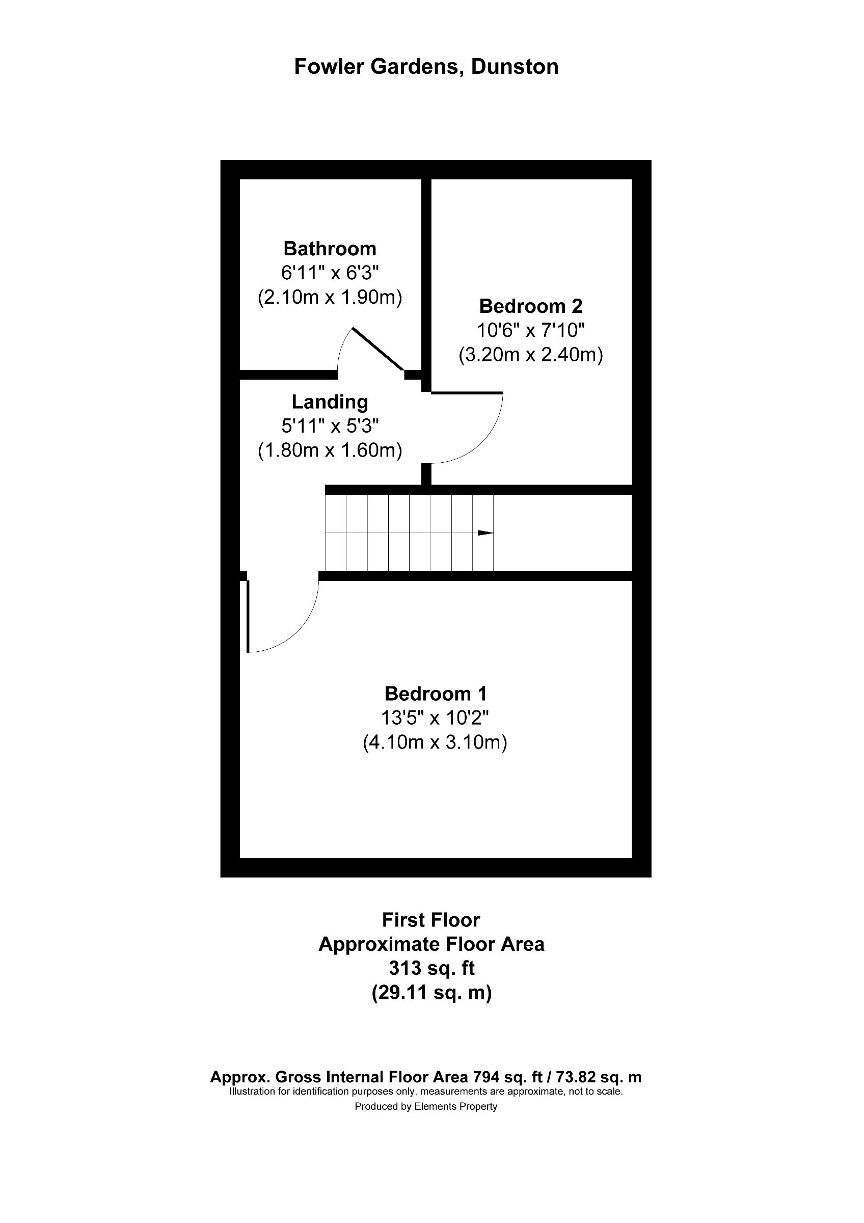 2 bed terraced house to rent in Fowler Gardens, Gateshead - Property floorplan