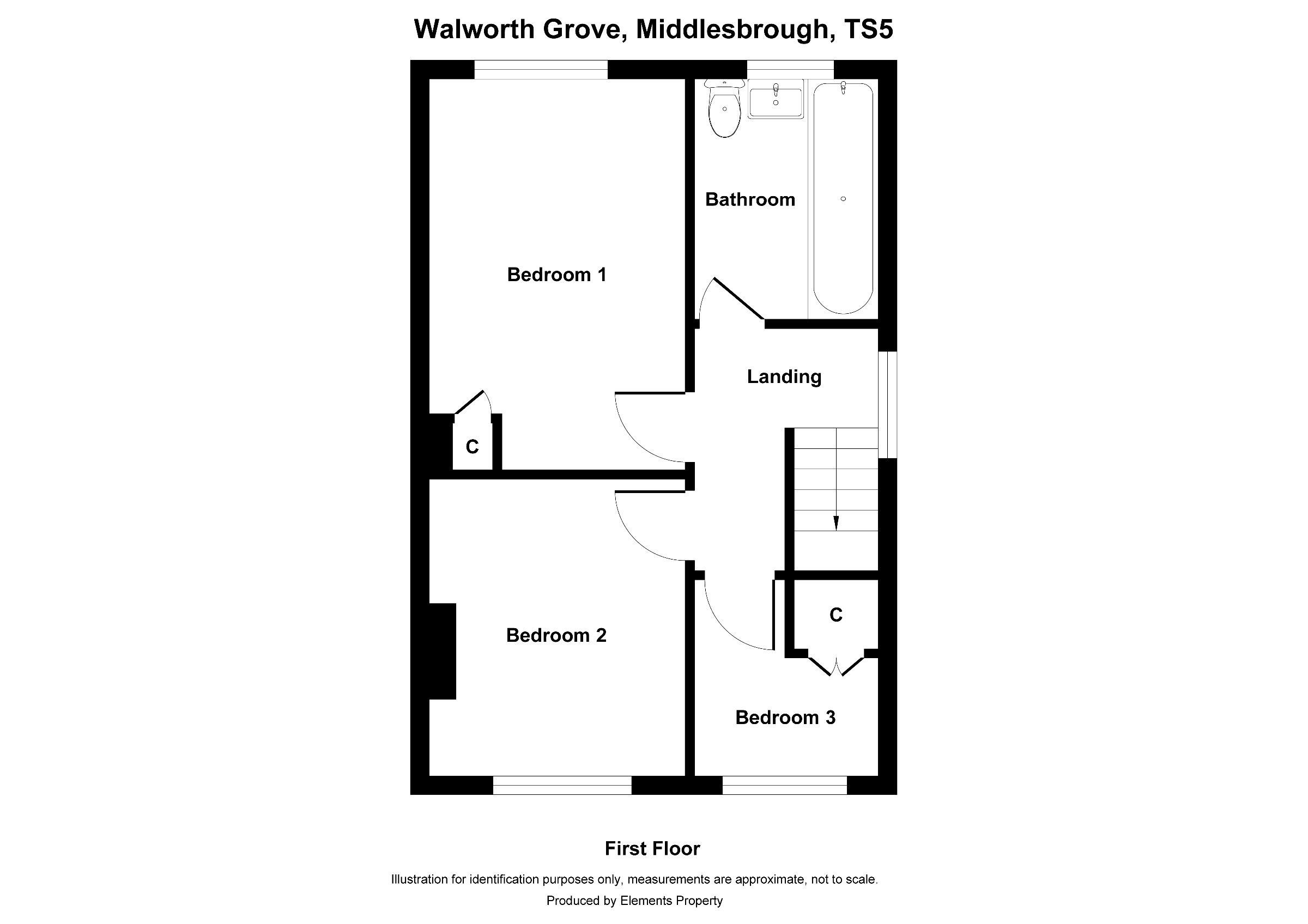 3 bed semi-detached house to rent in Walworth Grove, Middlesbrough - Property floorplan