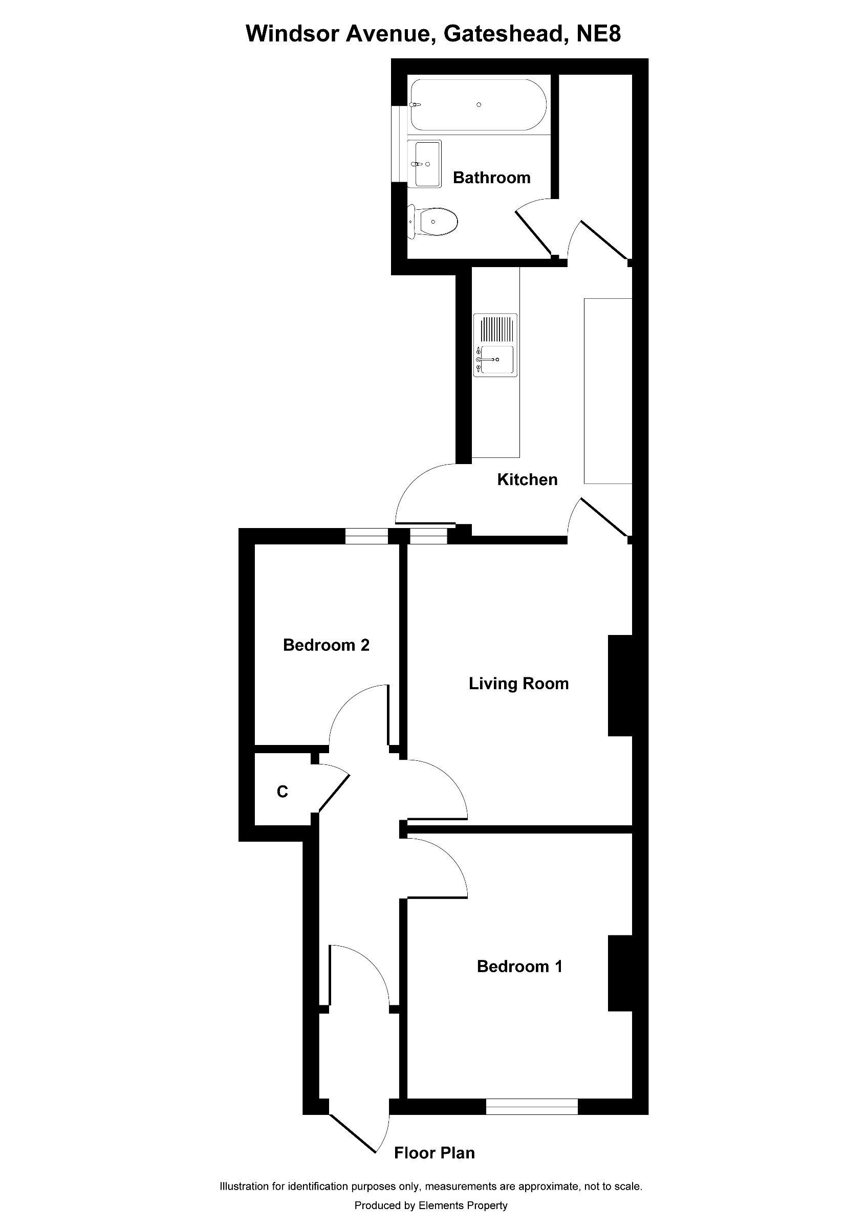 2 bed flat to rent in Windsor Avenue, Gateshead - Property floorplan