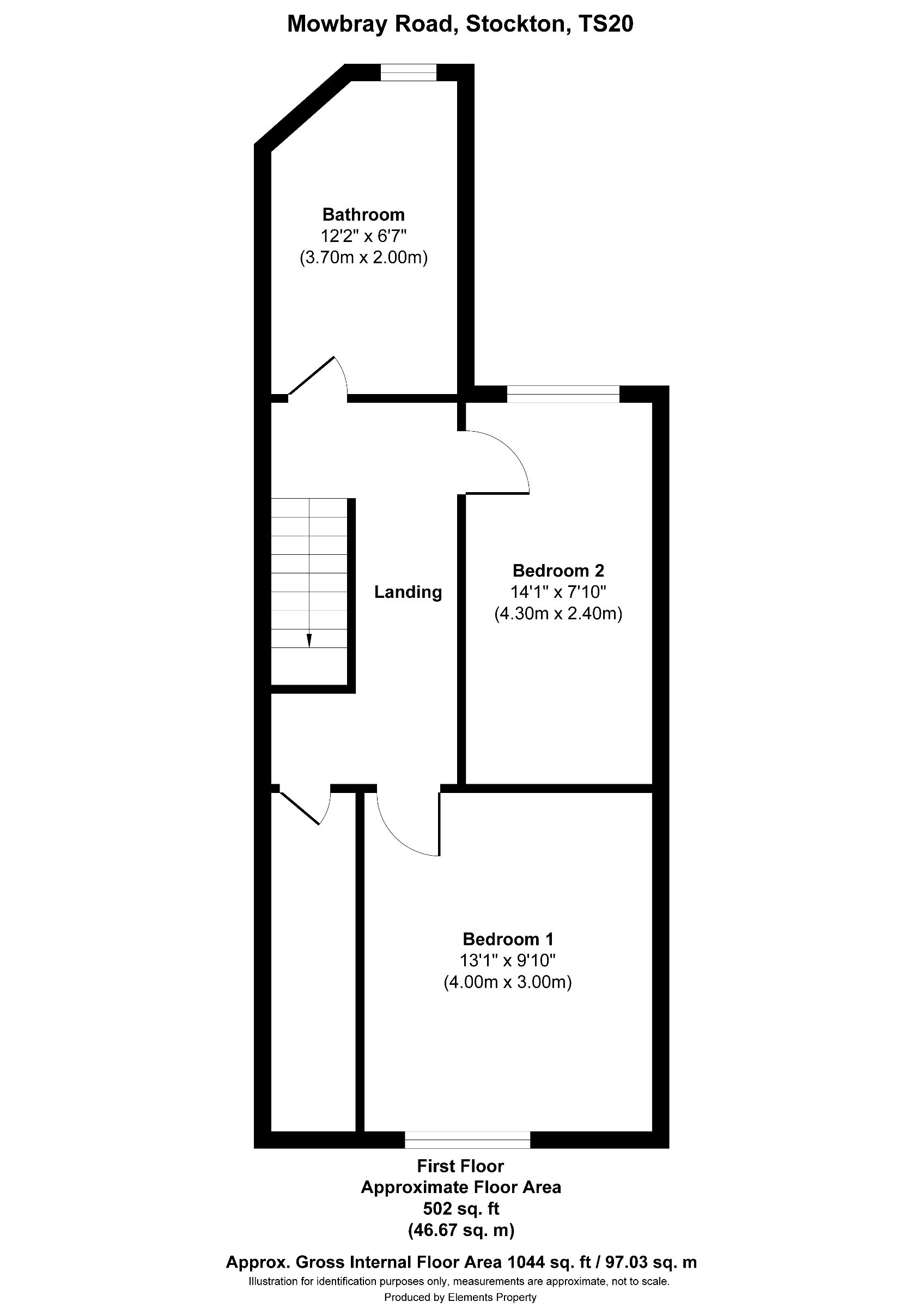 2 bed terraced house to rent in Mowbray Road, Stockton-on-Tees - Property floorplan