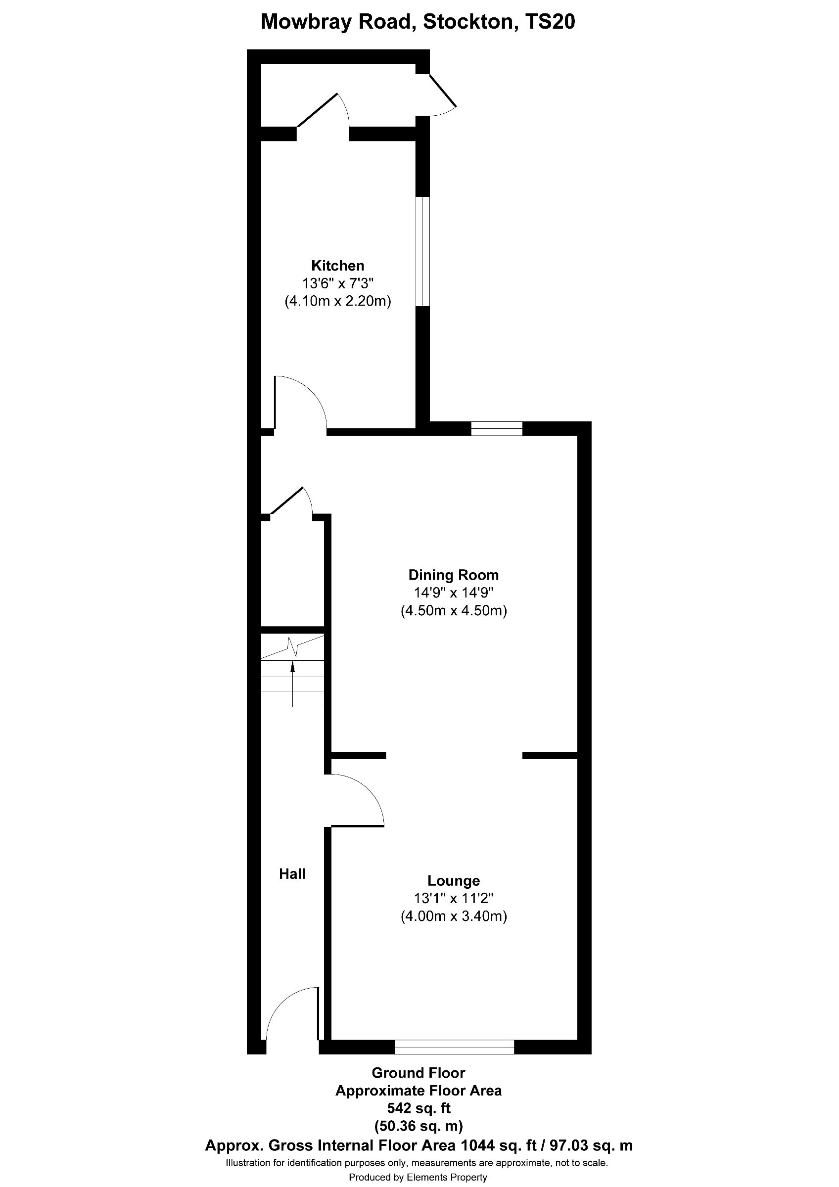 2 bed terraced house to rent in Mowbray Road, Stockton-on-Tees - Property floorplan