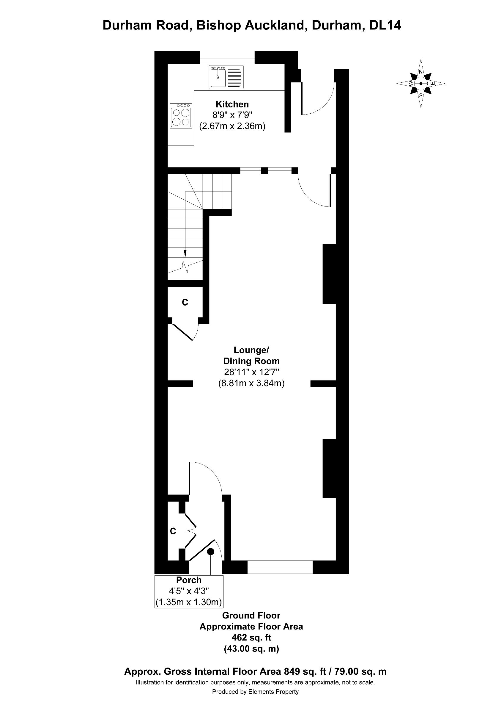 2 bed terraced house to rent in Durham Street, Bishop Auckland - Property floorplan