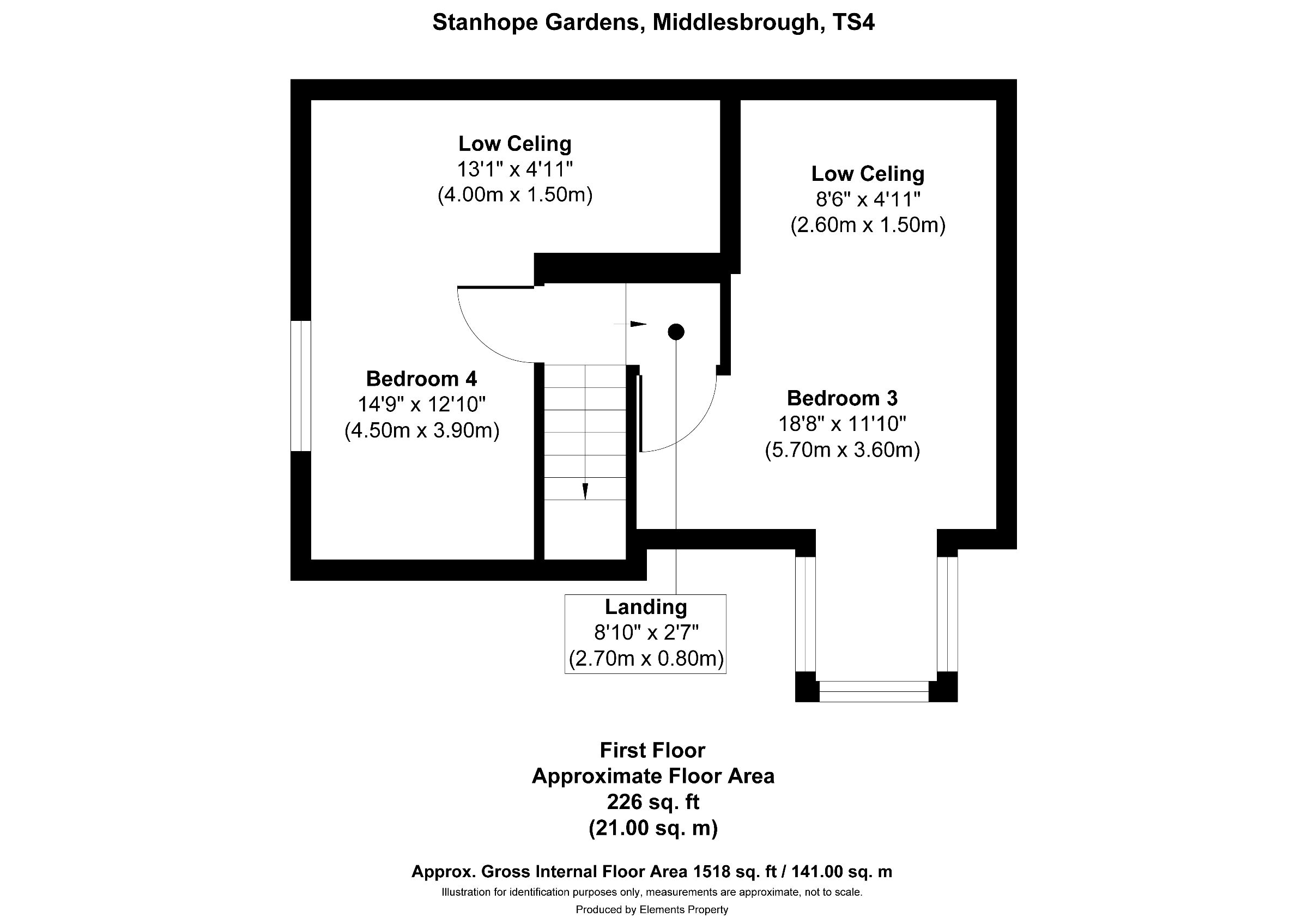 4 bed semi-detached bungalow to rent in Stanhope Gardens, Middlesbrough - Property floorplan